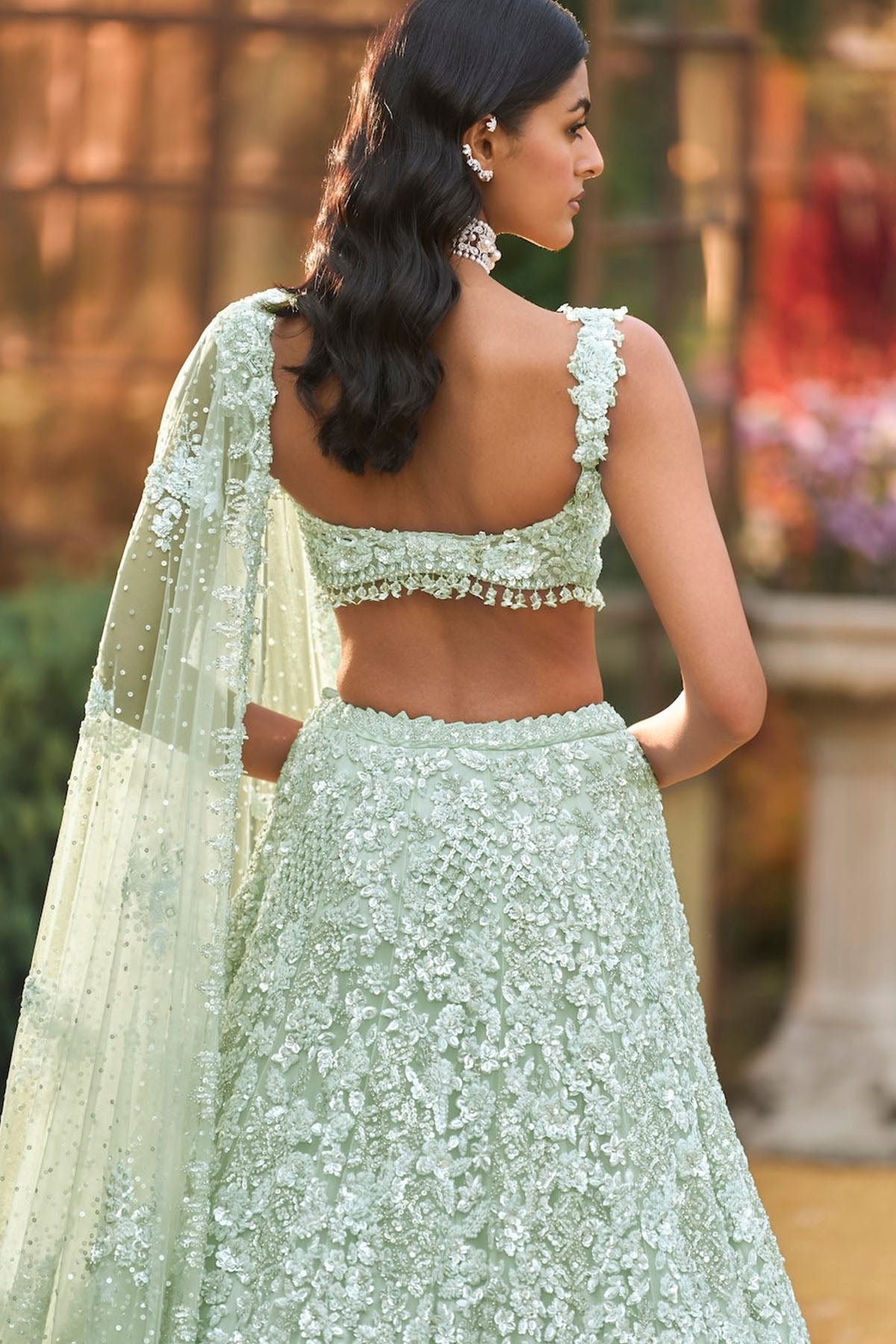 Soft Aqua Sequin Lehenga Set