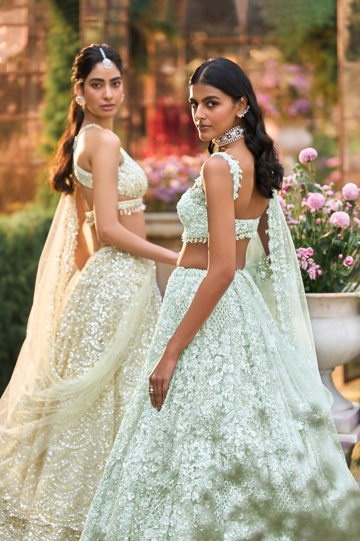 Soft Aqua Sequin Lehenga Set