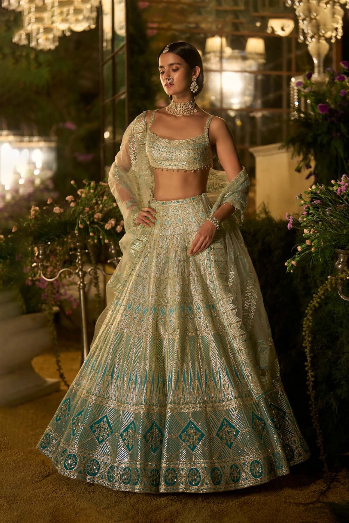 Turquoise Blue Lehenga Set