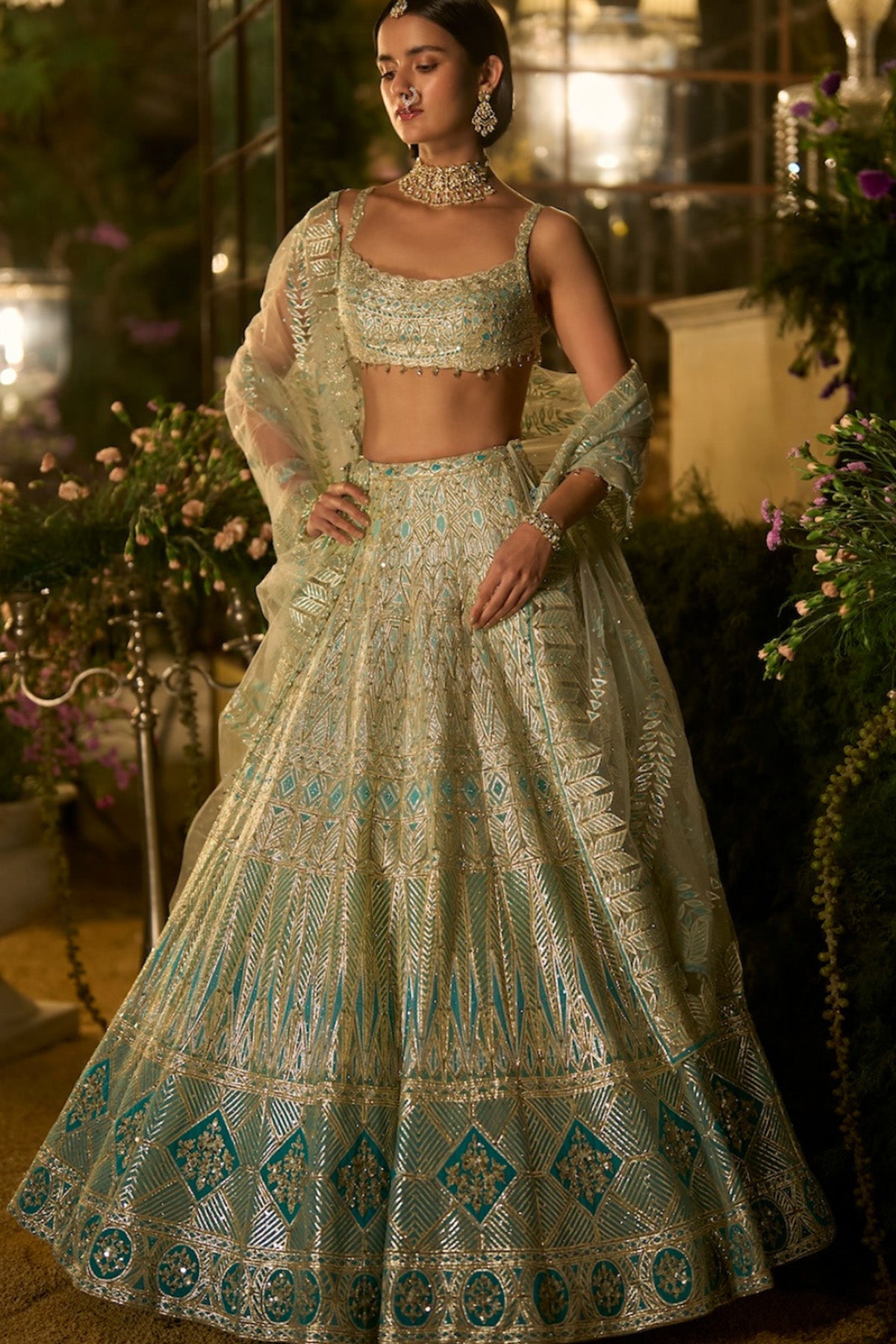 Turquoise Blue Lehenga Set