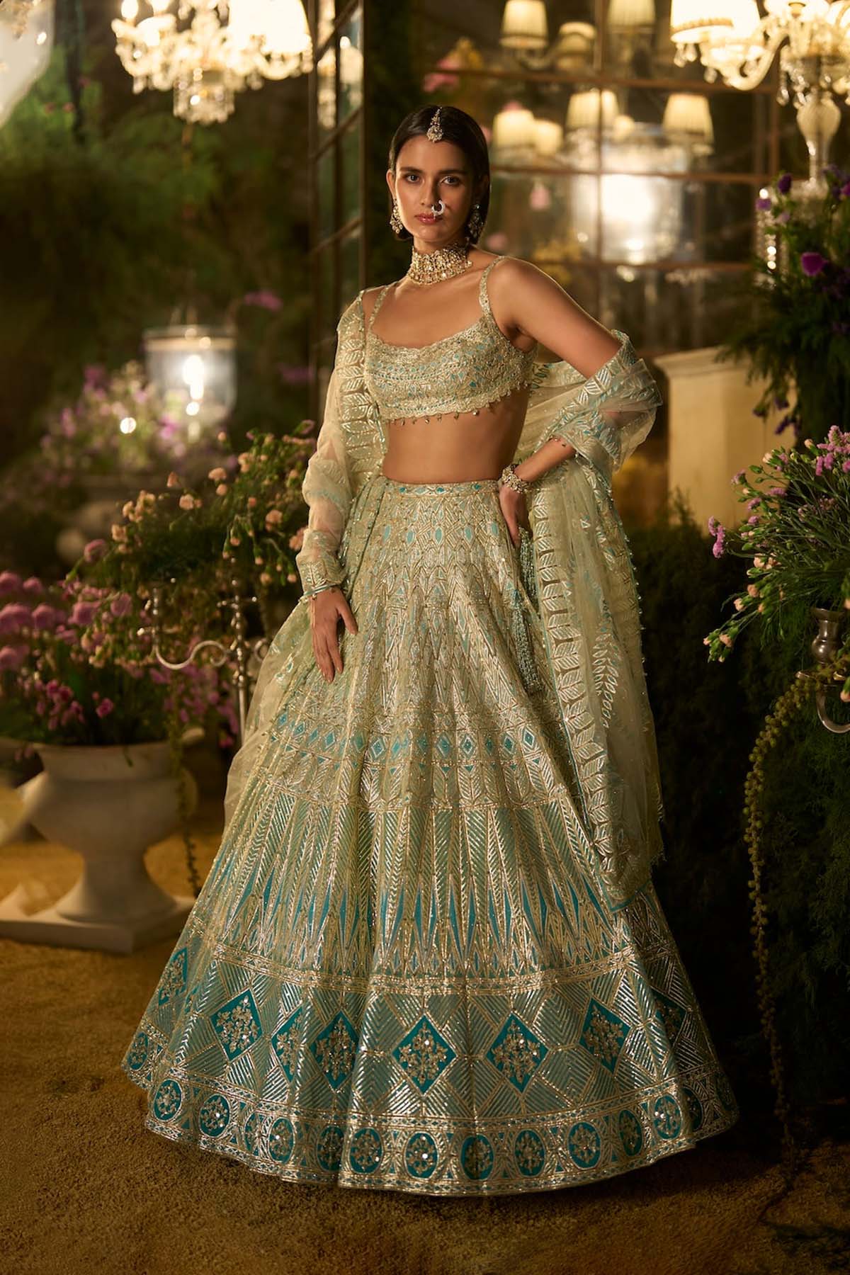 Turquoise Blue Lehenga Set