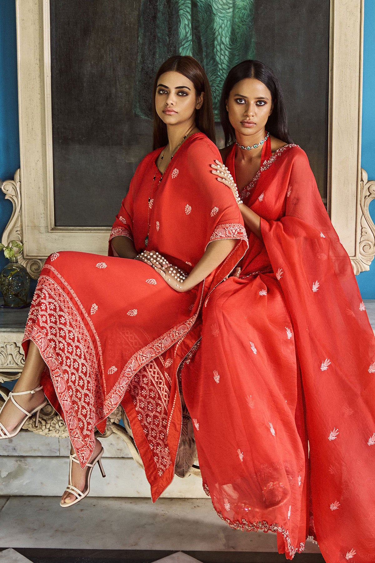 "Dalia" chikankari kaftan