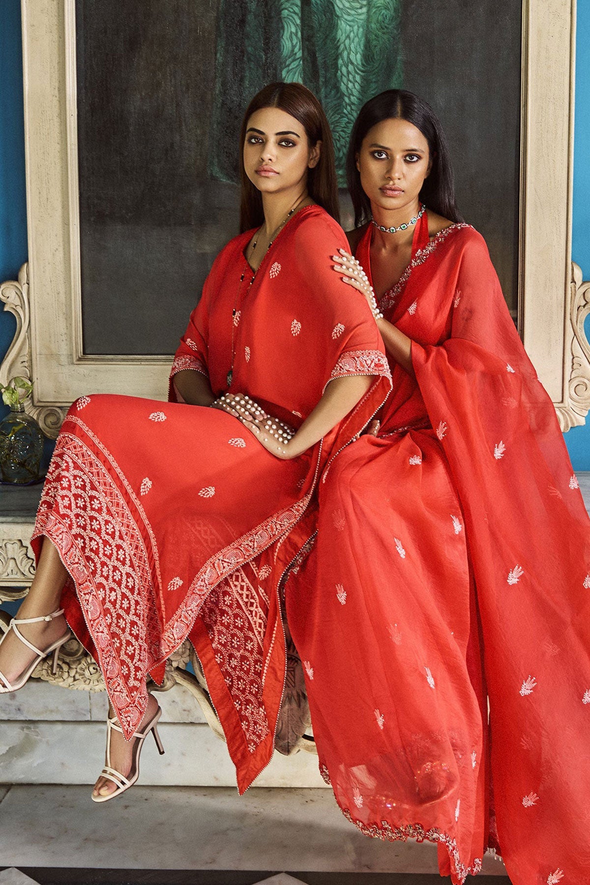 "Dalia" chikankari kaftan