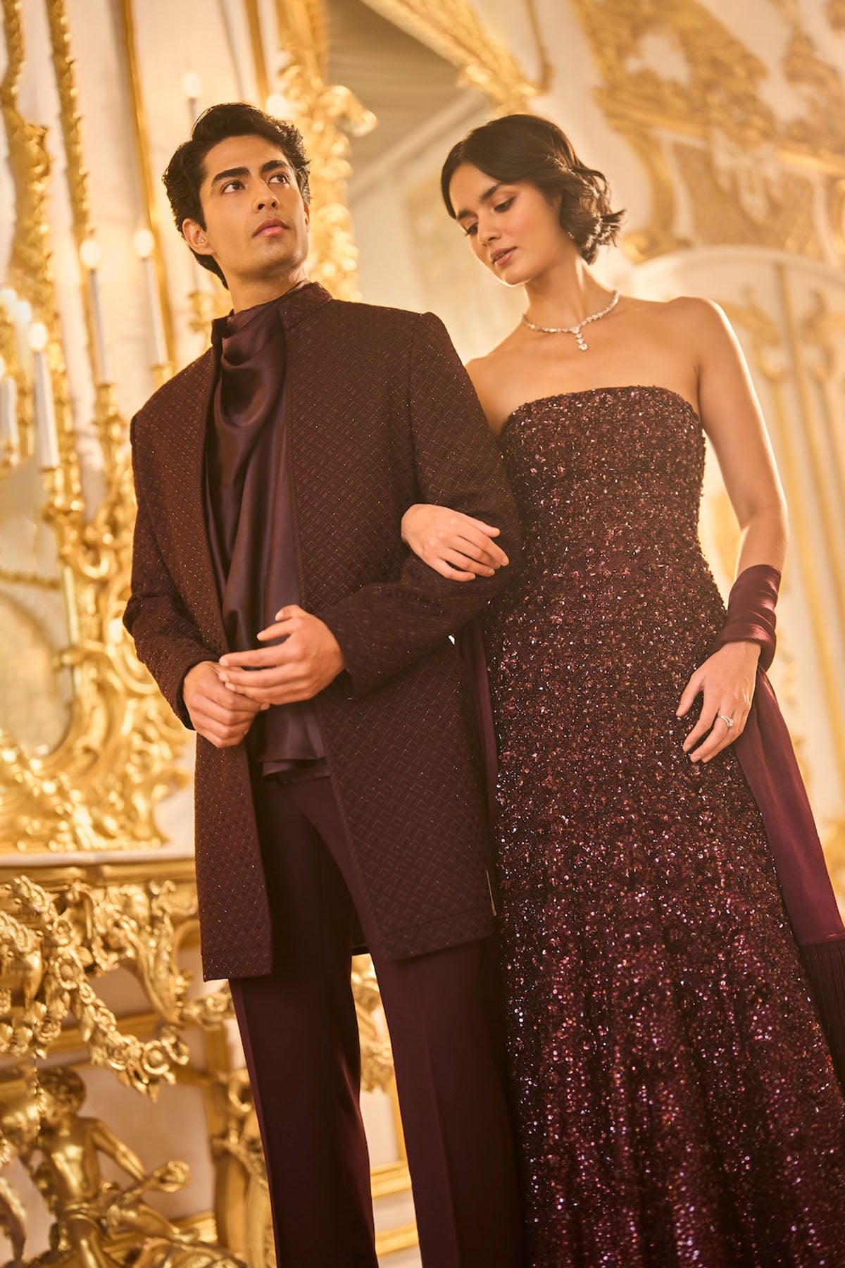 Wine Open Sherwani Set