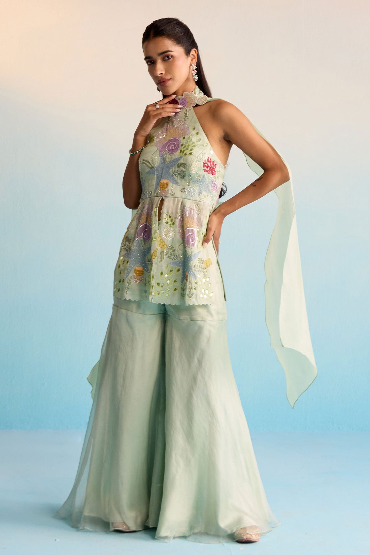 Ocean Breeze Sharara Set