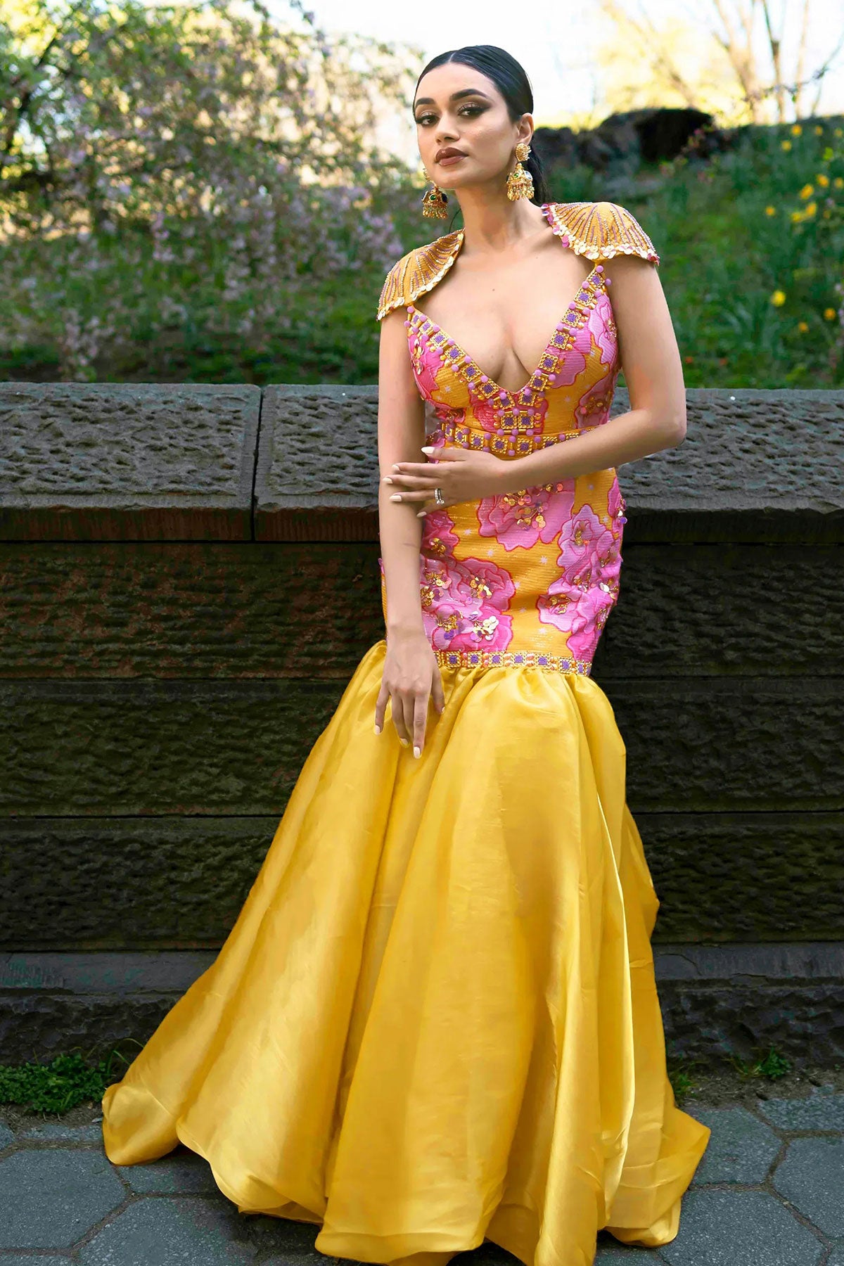 MIMOSA- MUSTARD YELLOW AND PINK DRESS - Ready To Ship