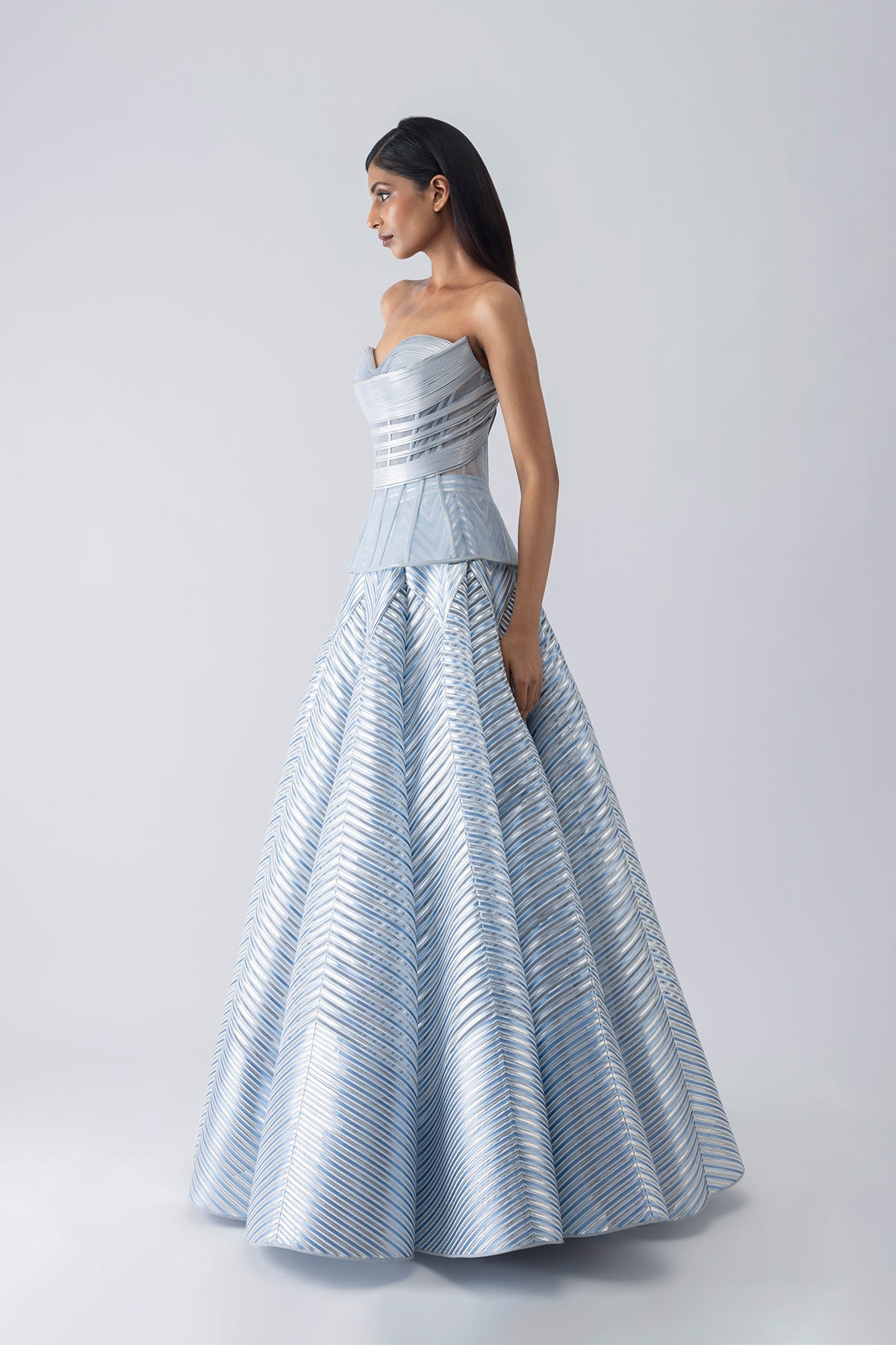Metallic Structured Corset And Skirt