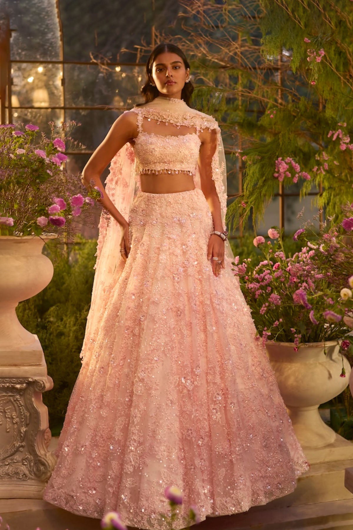 Candy Pink Three-Dimensional Lehenga Set