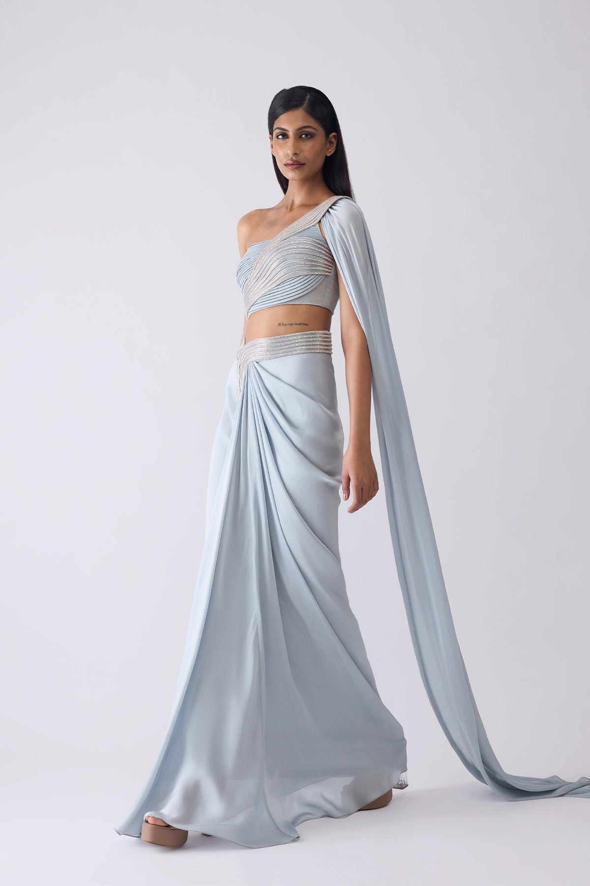 Moulded Crystalvein Top , Drape  And Skirt