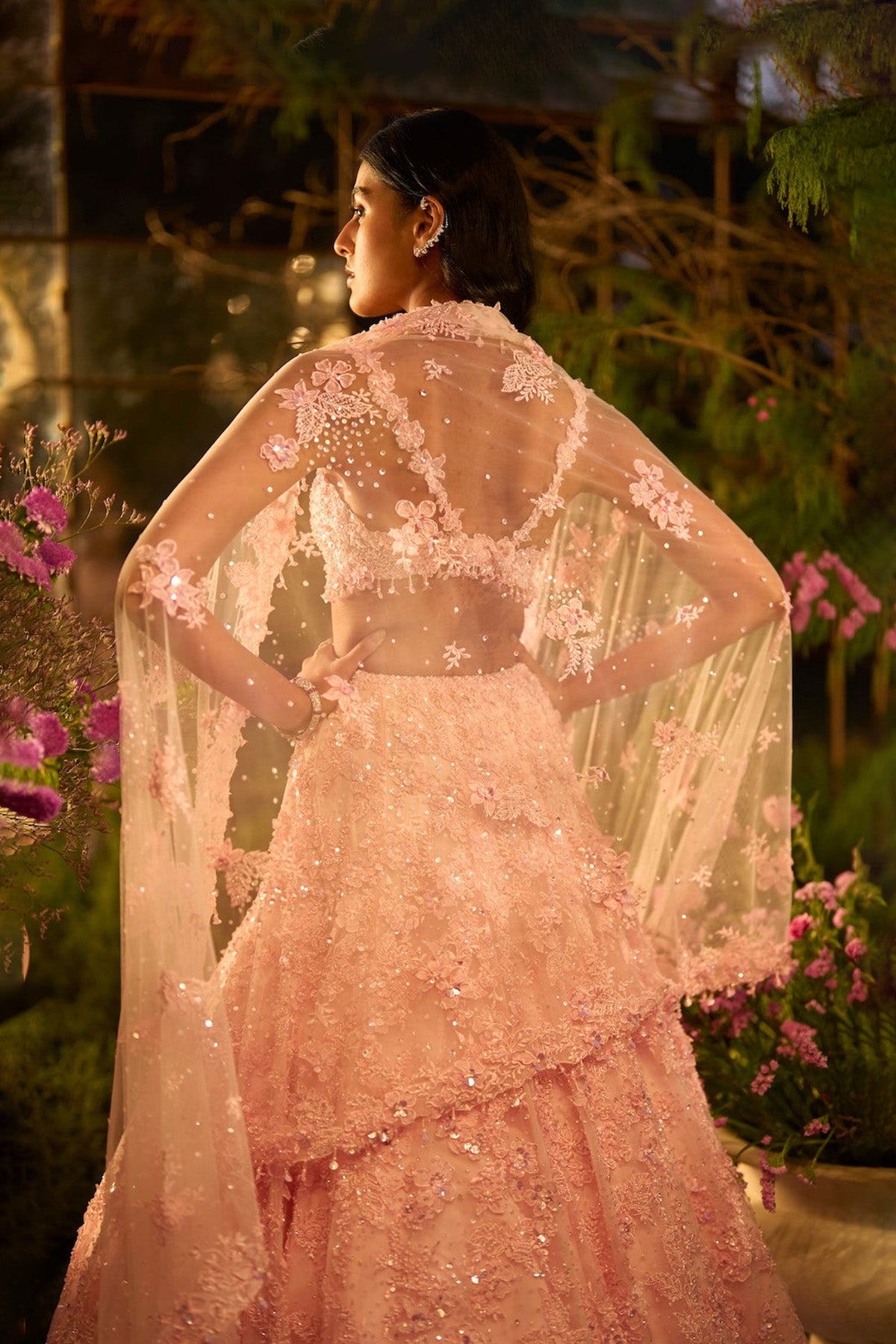 Candy Pink Three-Dimensional Lehenga Set