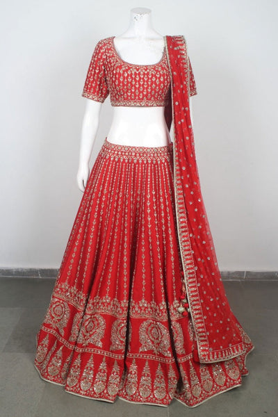 RED MAHEEN LEHENGA - Ready To Ship