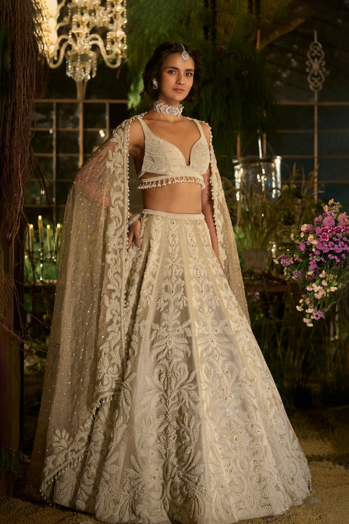 Champagne Pearl Lehenga Set