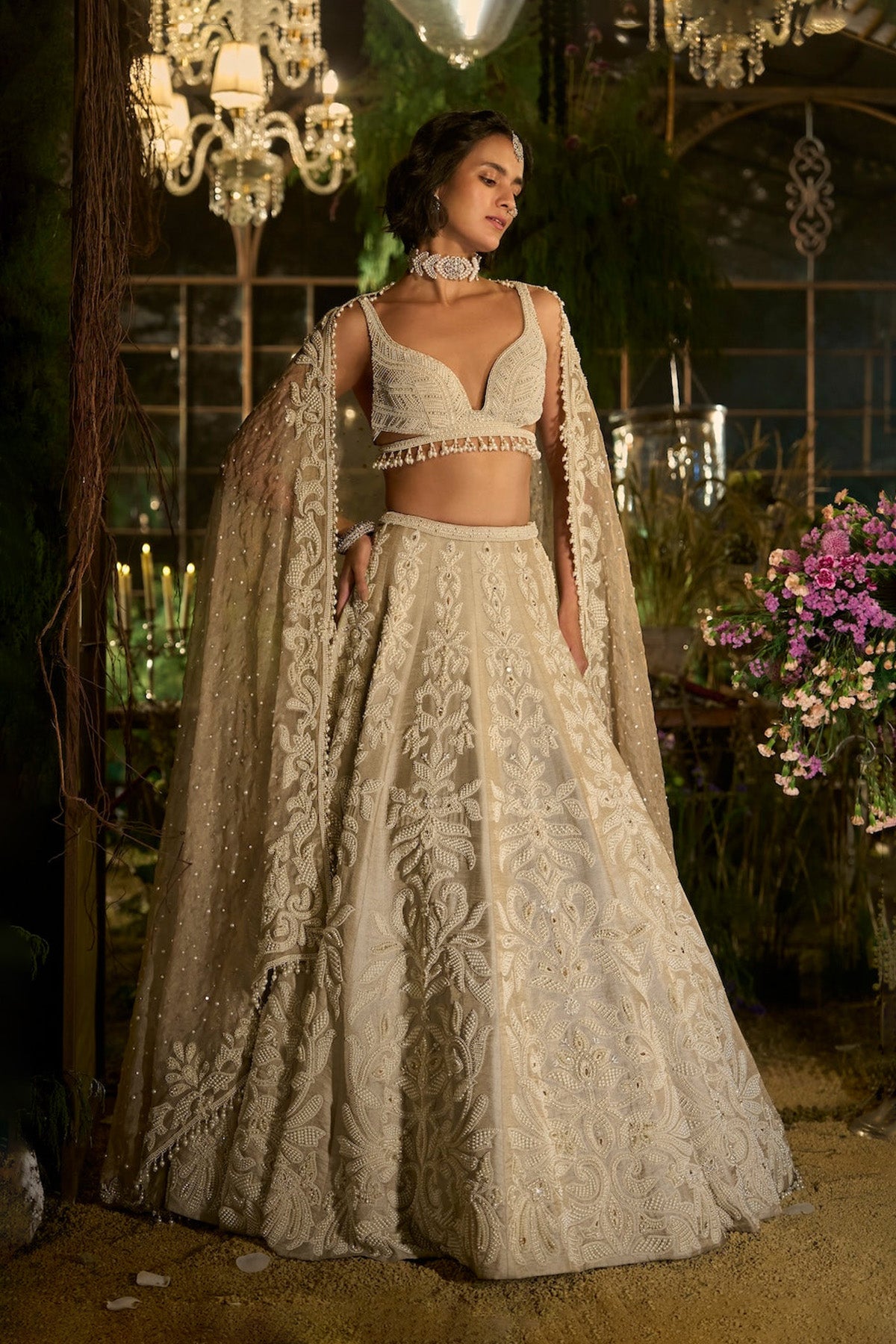Champagne Pearl Lehenga Set