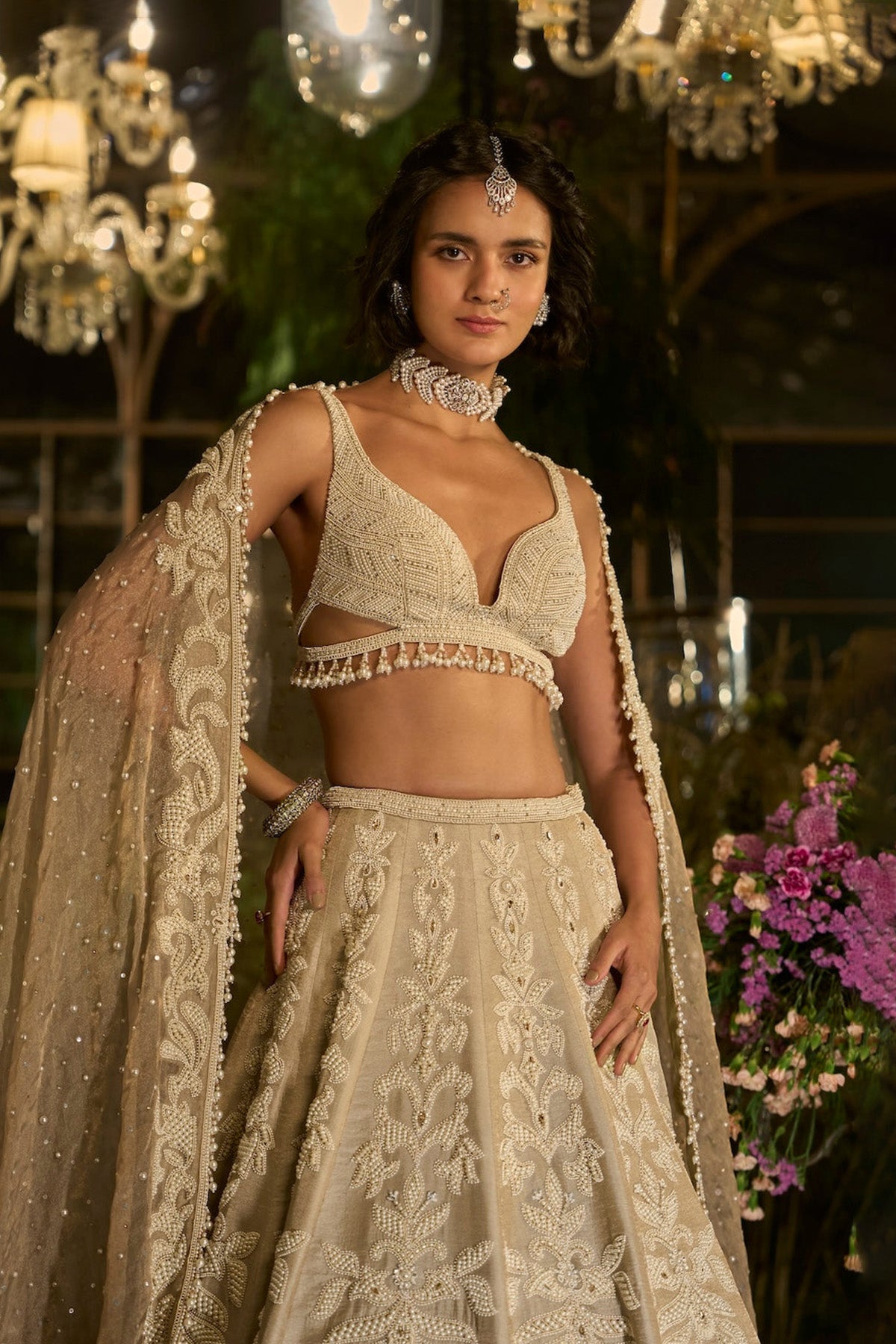 Champagne Pearl Lehenga Set
