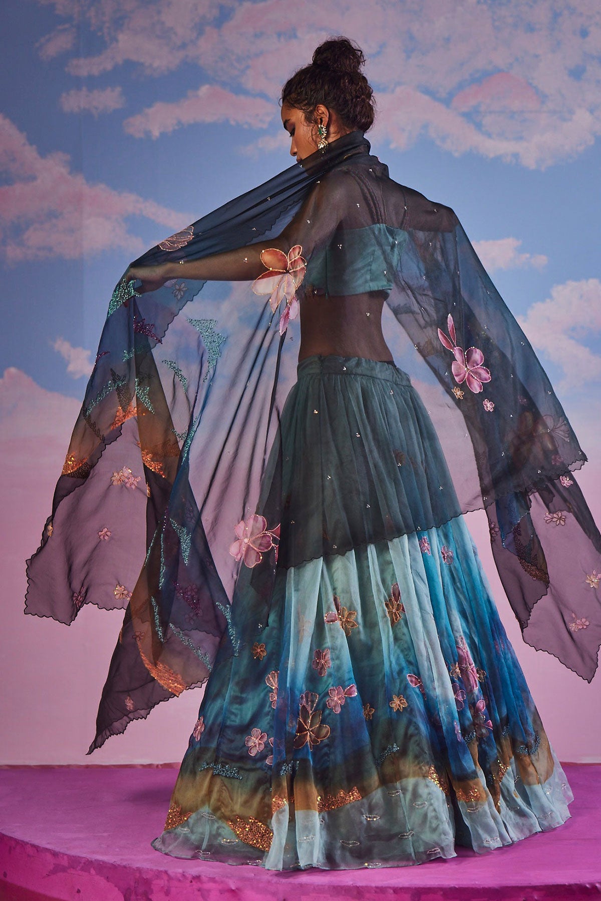 Azureen Multi-Color Handpainted Lehenga