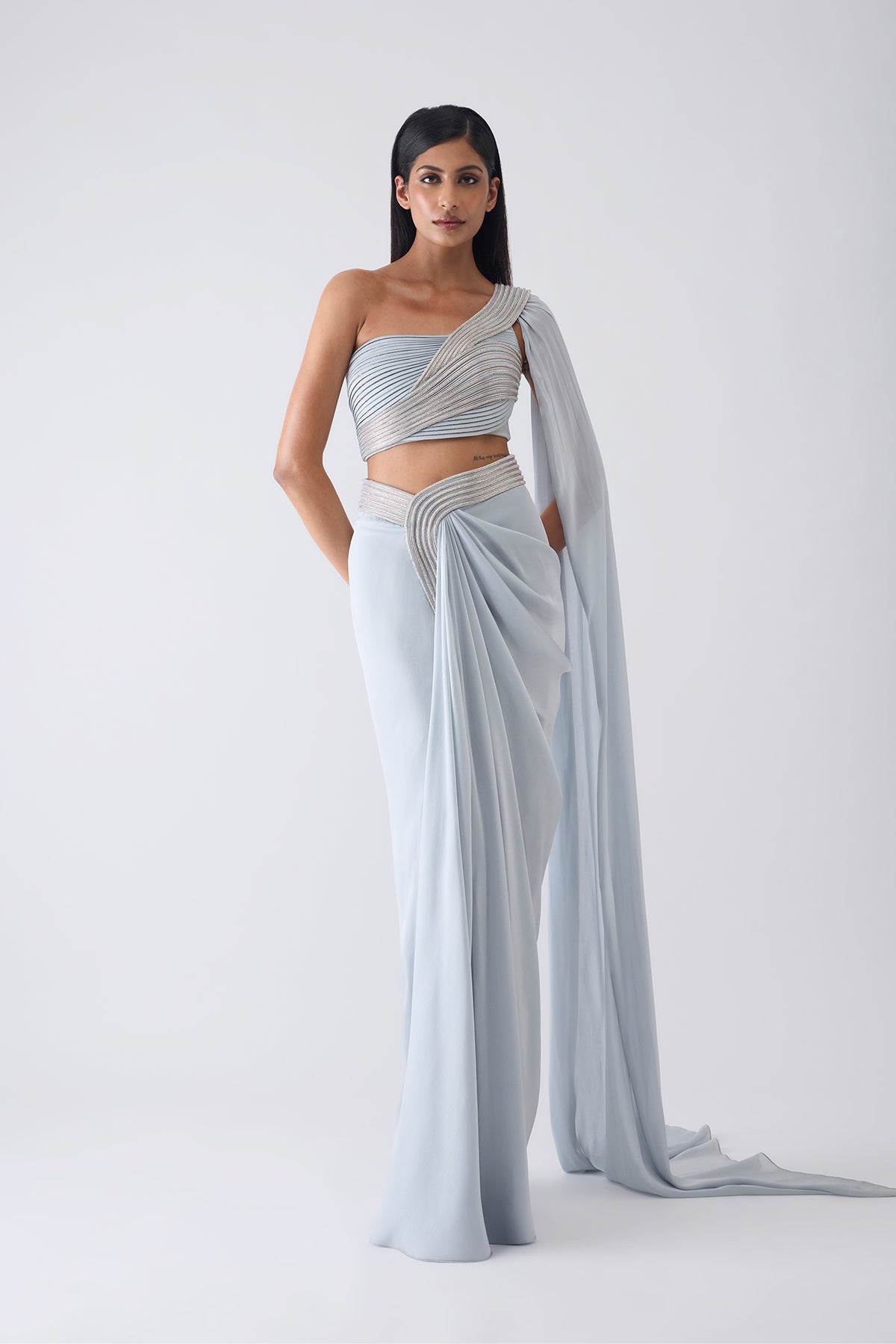 Moulded Crystalvein Top , Drape  And Skirt