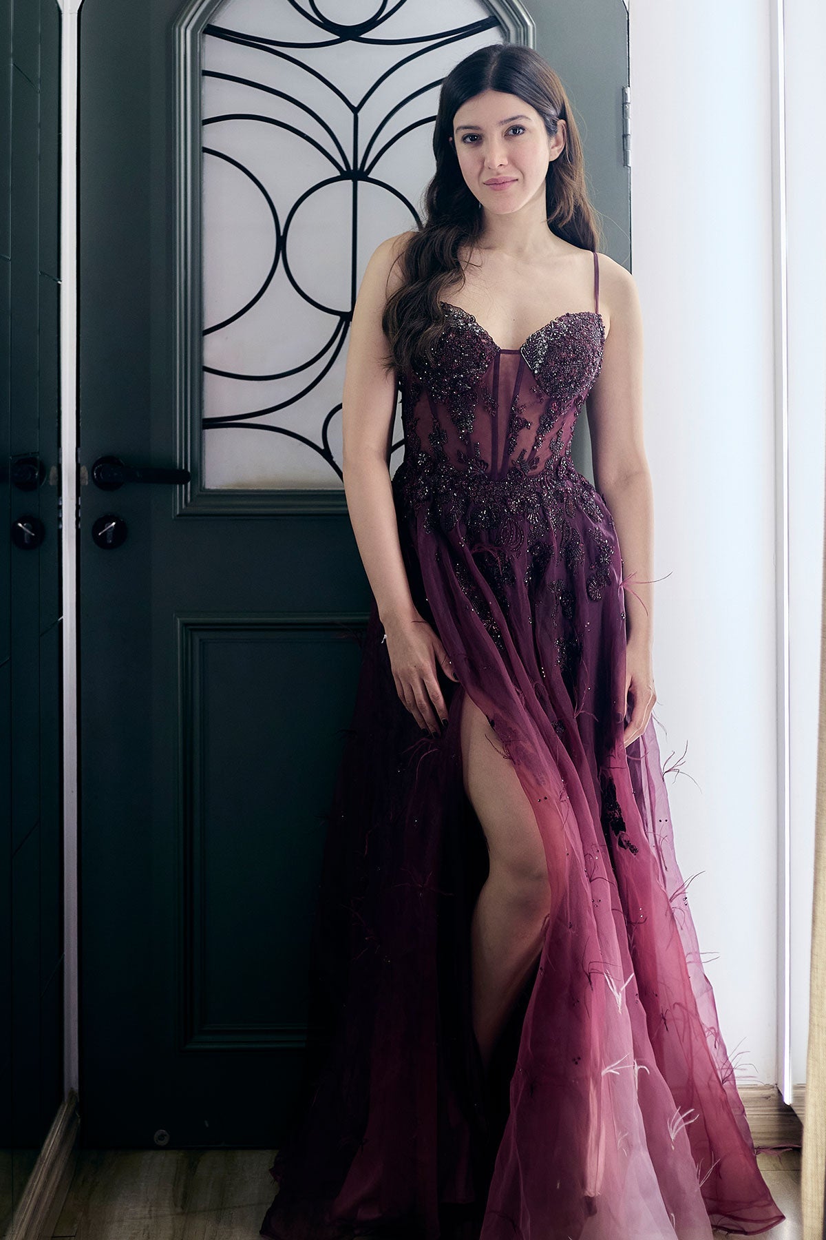 Shanaya Kapoor In "Amber Glow" Shaded Gown