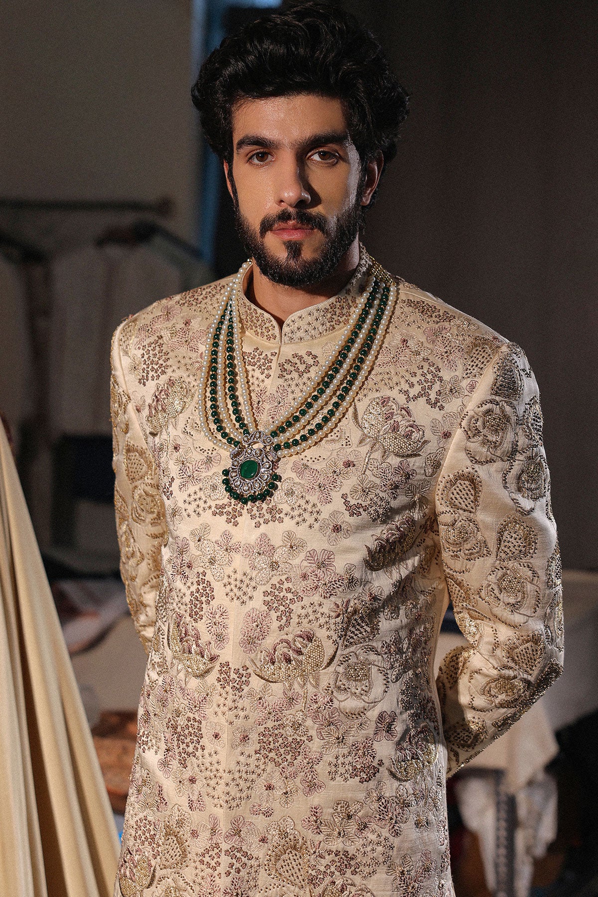 Gold Lace Sherwani Set