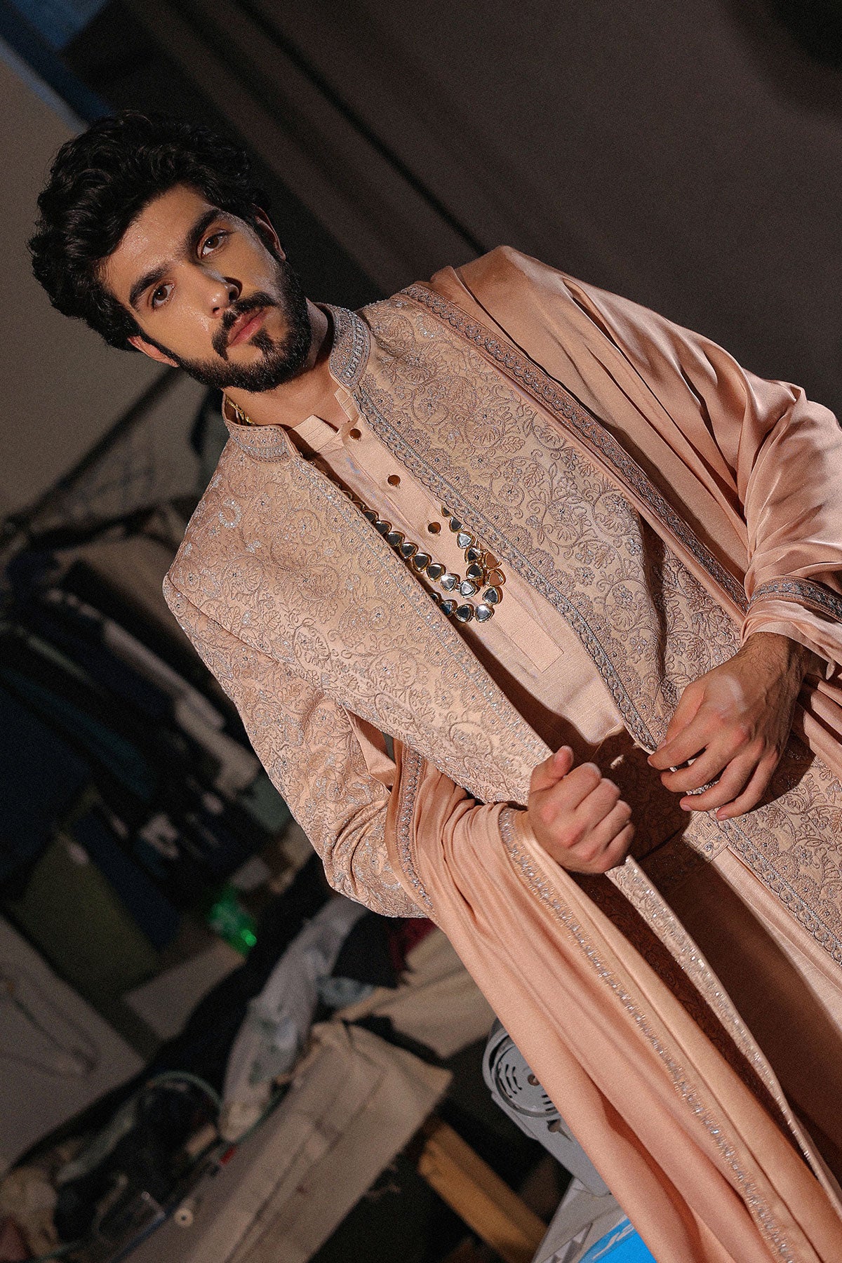 Natural Beige Sherwani Set