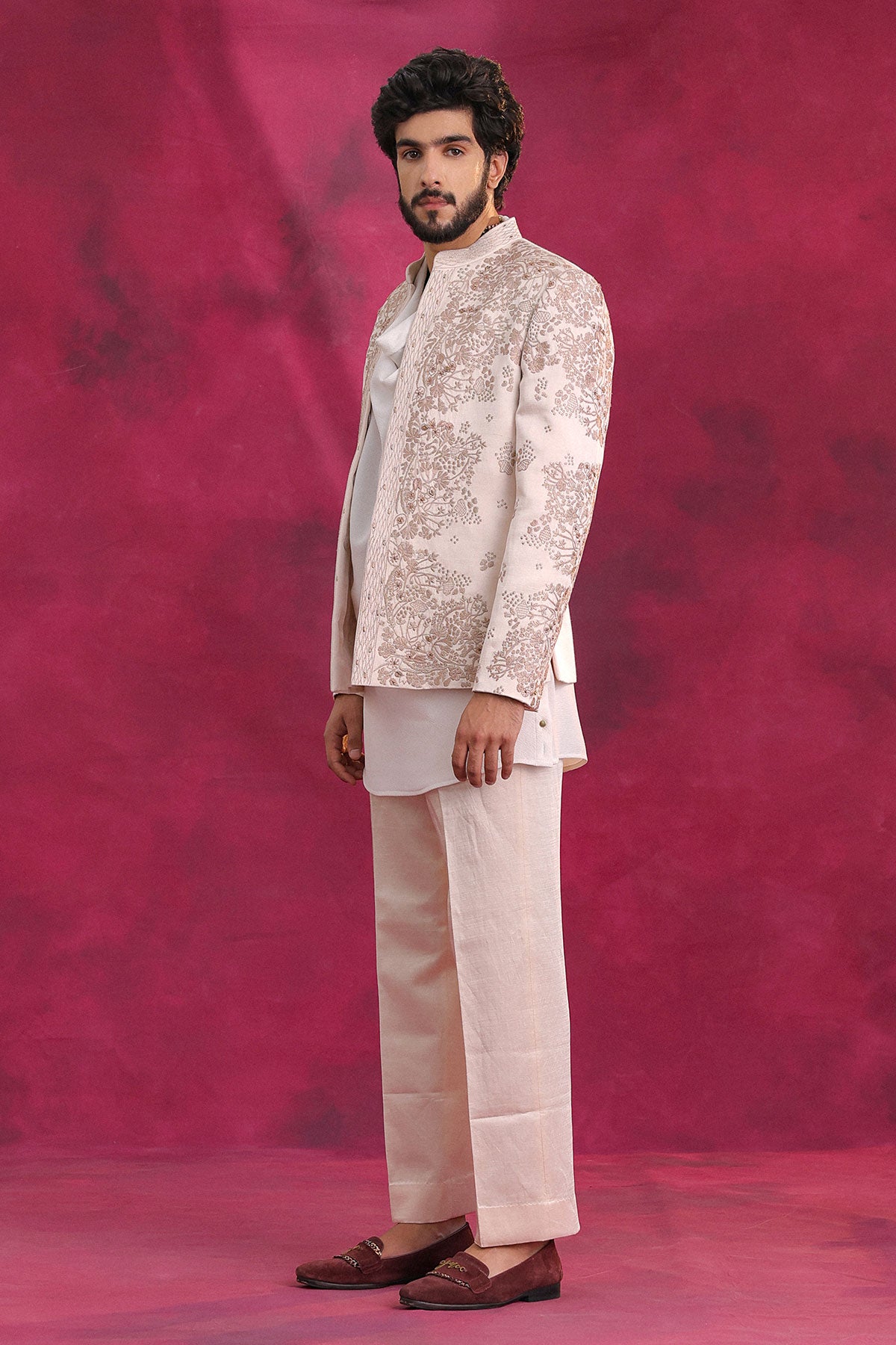 Pastel Pink Bandhgala Set