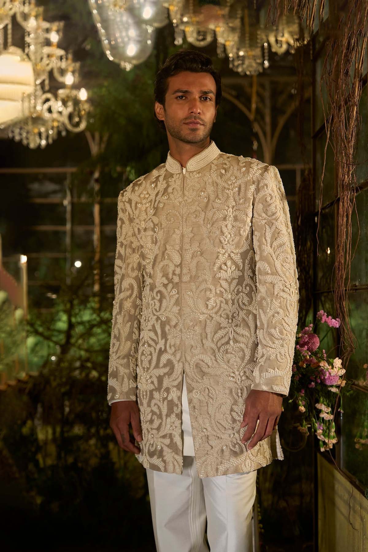 Champagne Pearl Sherwani Set
