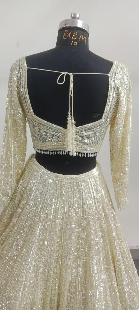 Lime Yellow Sequin Lehenga Set - Ready To Ship