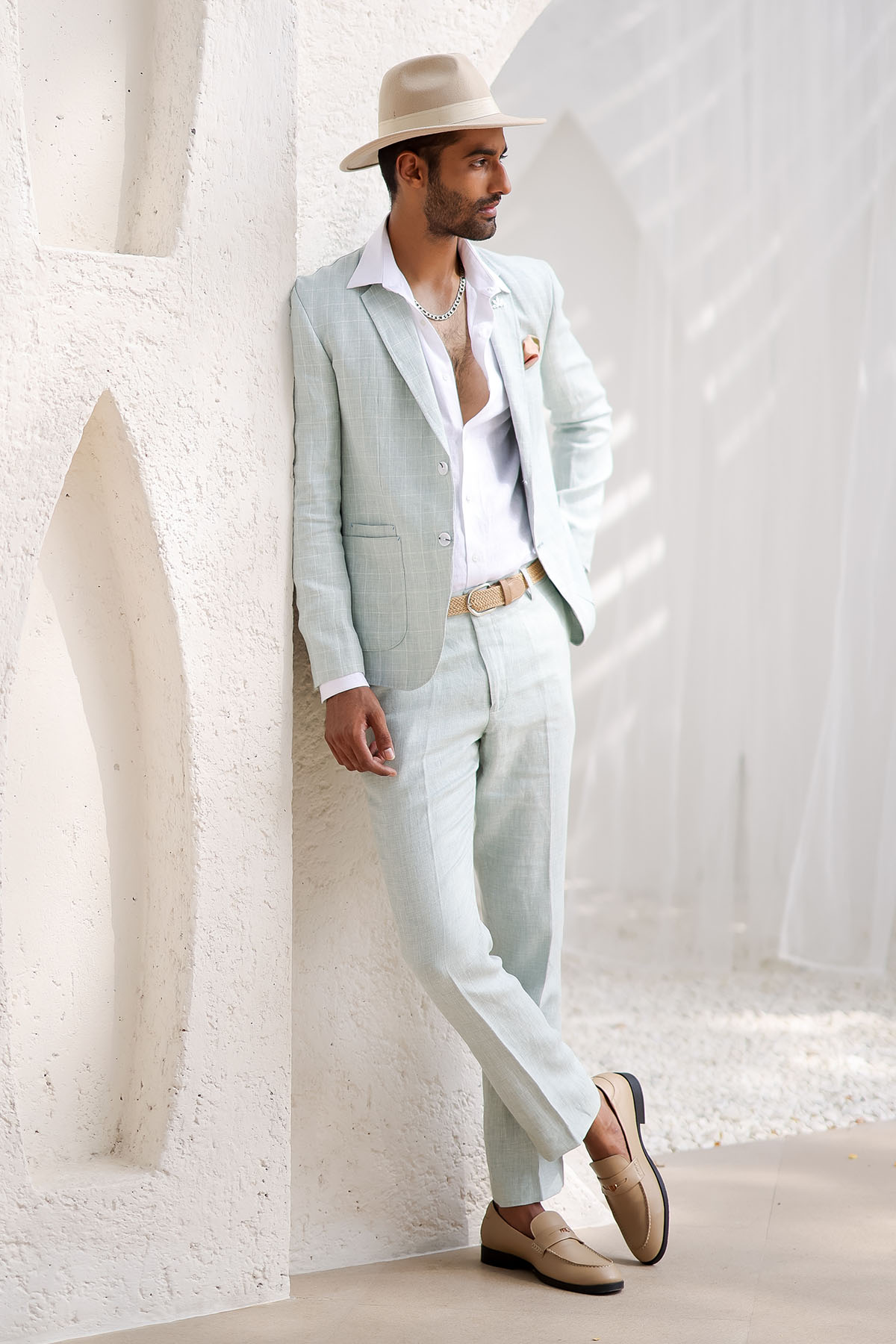 Windowpane Check Blazer Set