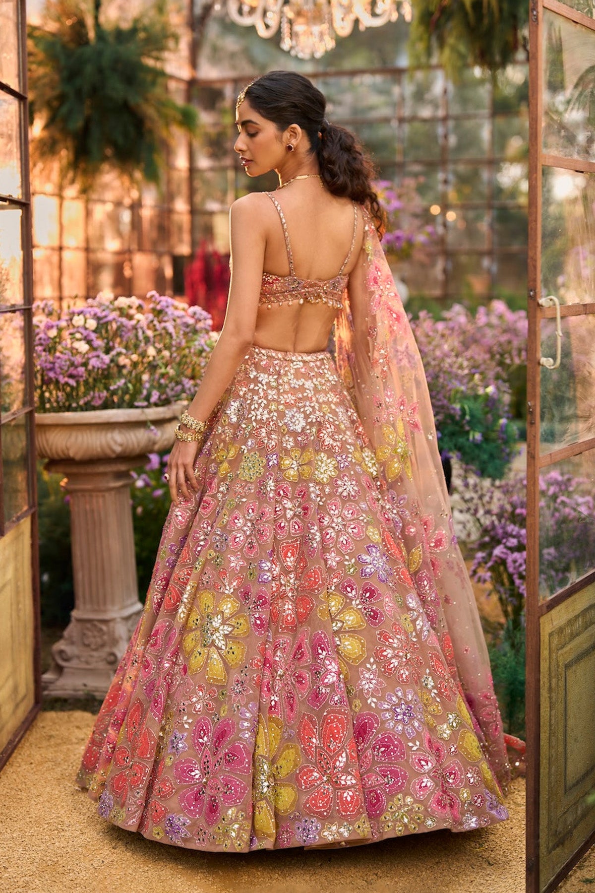 Coffee Floral Lehenga Set