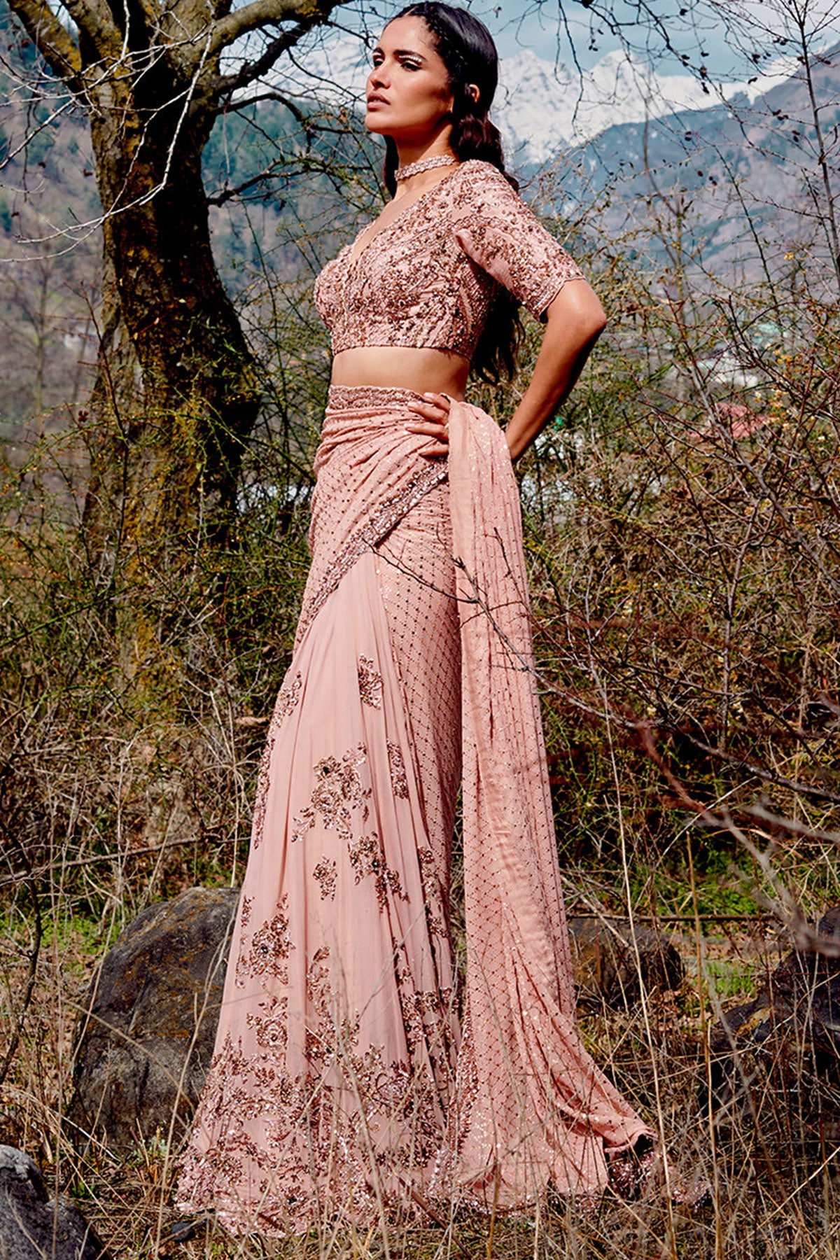 "Olina" Chiffon Kalidar Sari