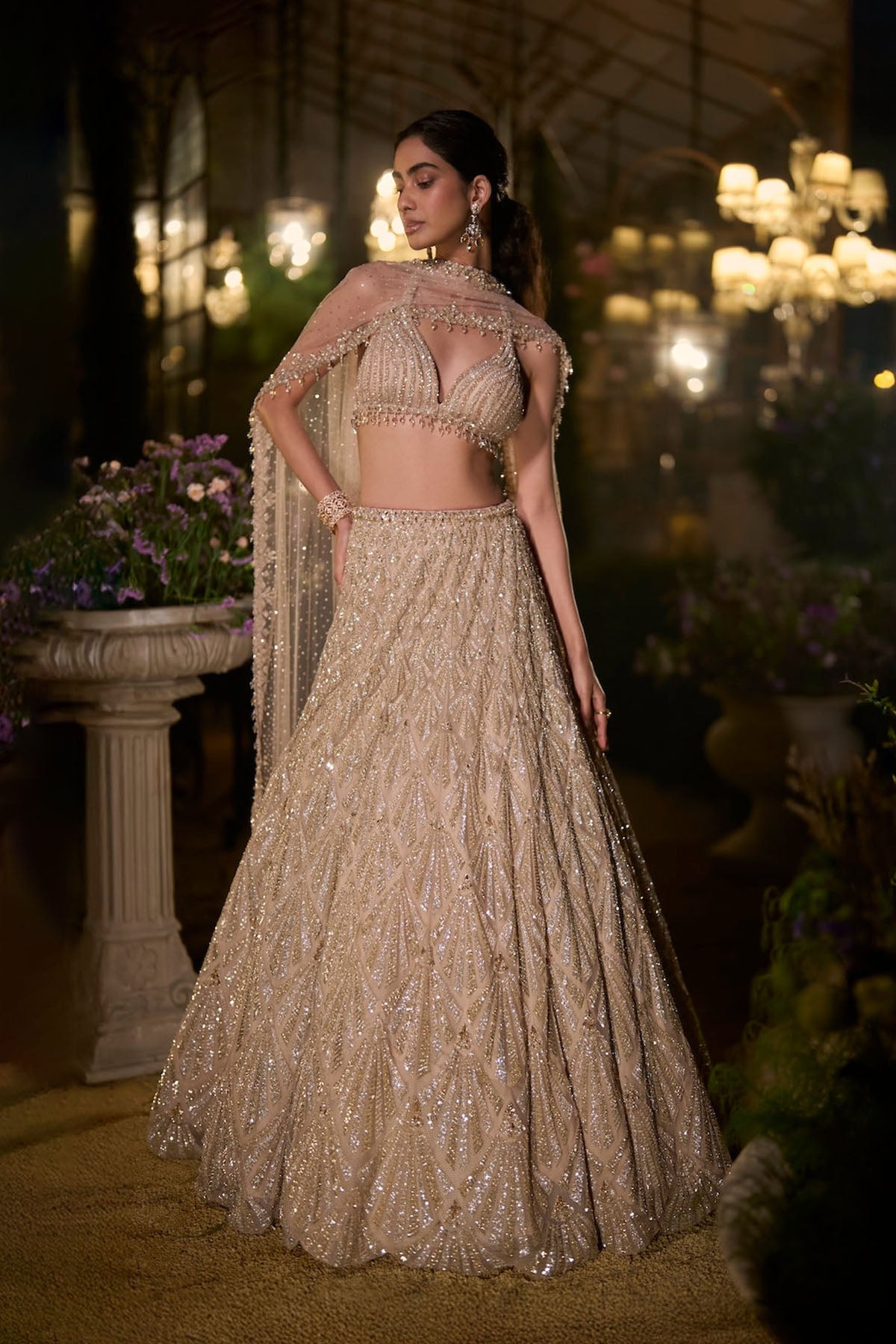 Coffee Sequin Lehenga Set