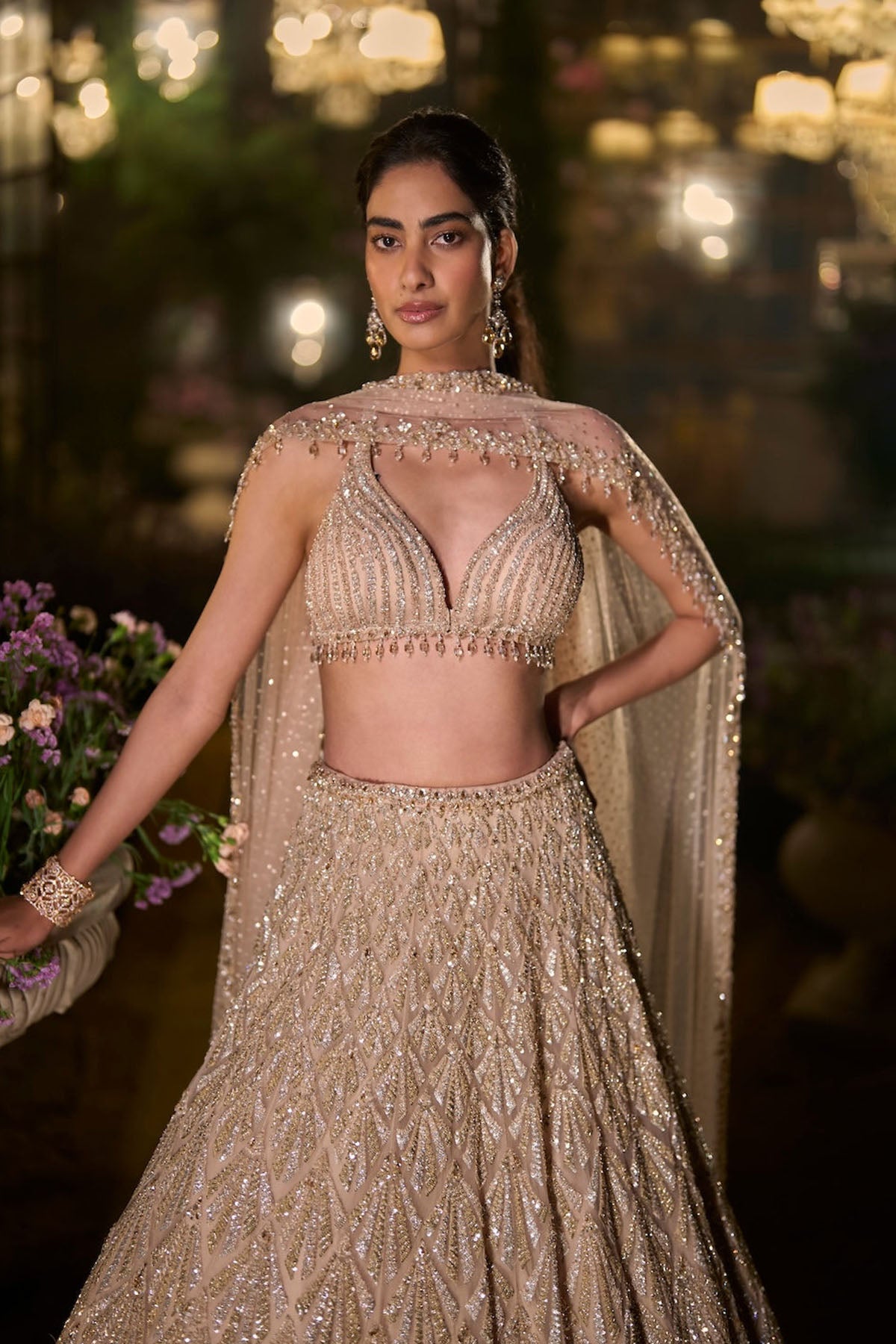 Coffee Sequin Lehenga Set