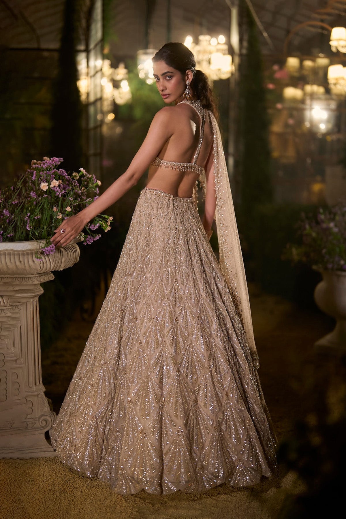 Coffee Sequin Lehenga Set