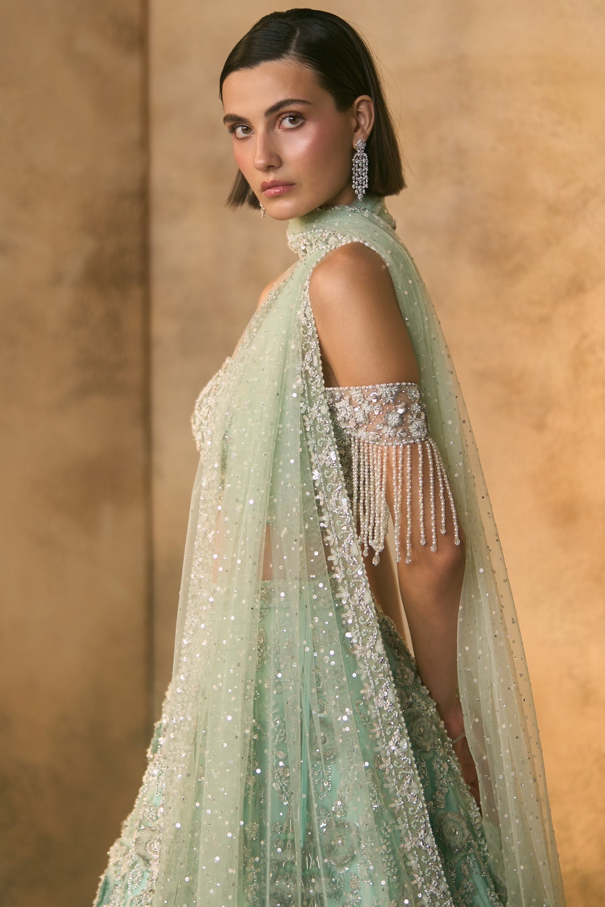 Tiffany Blue Net Lehenga Set