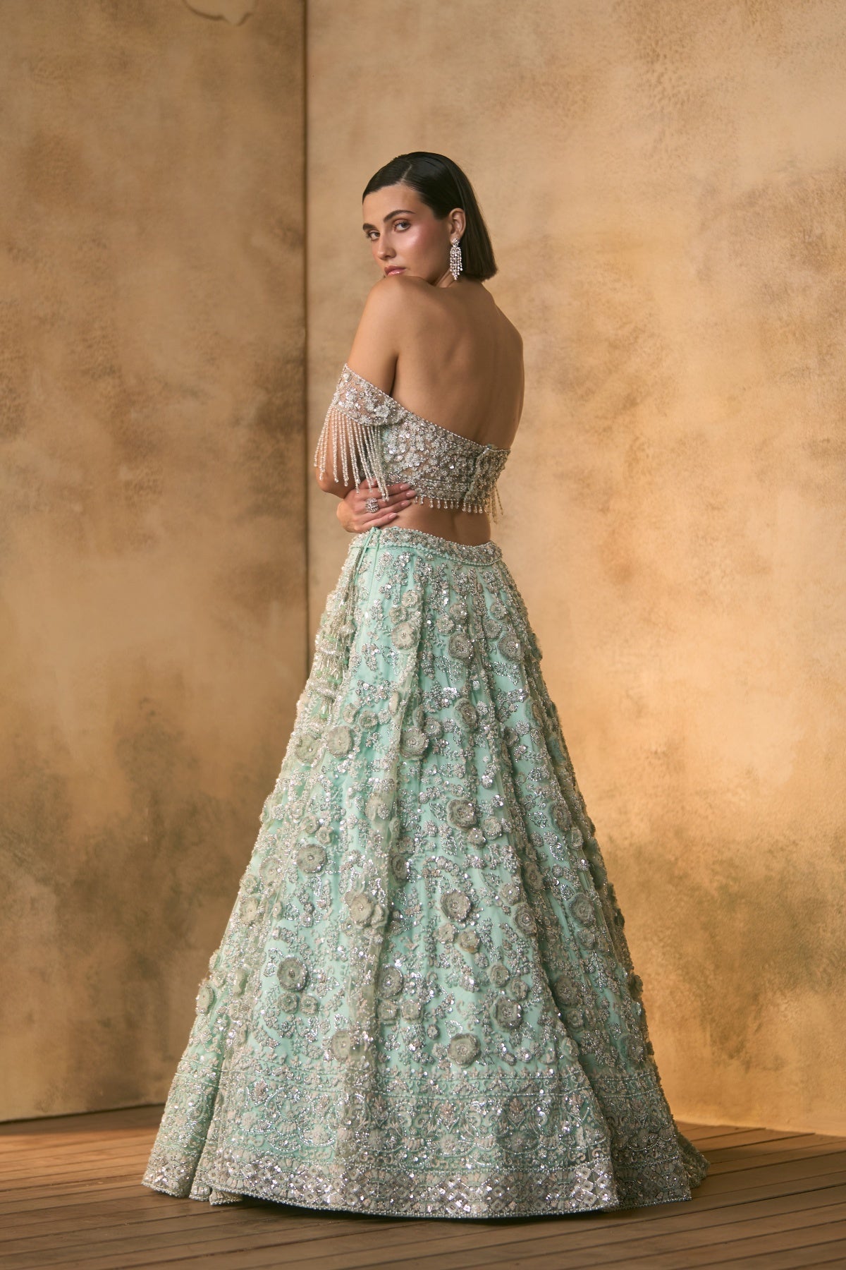 Tiffany Blue Net Lehenga Set