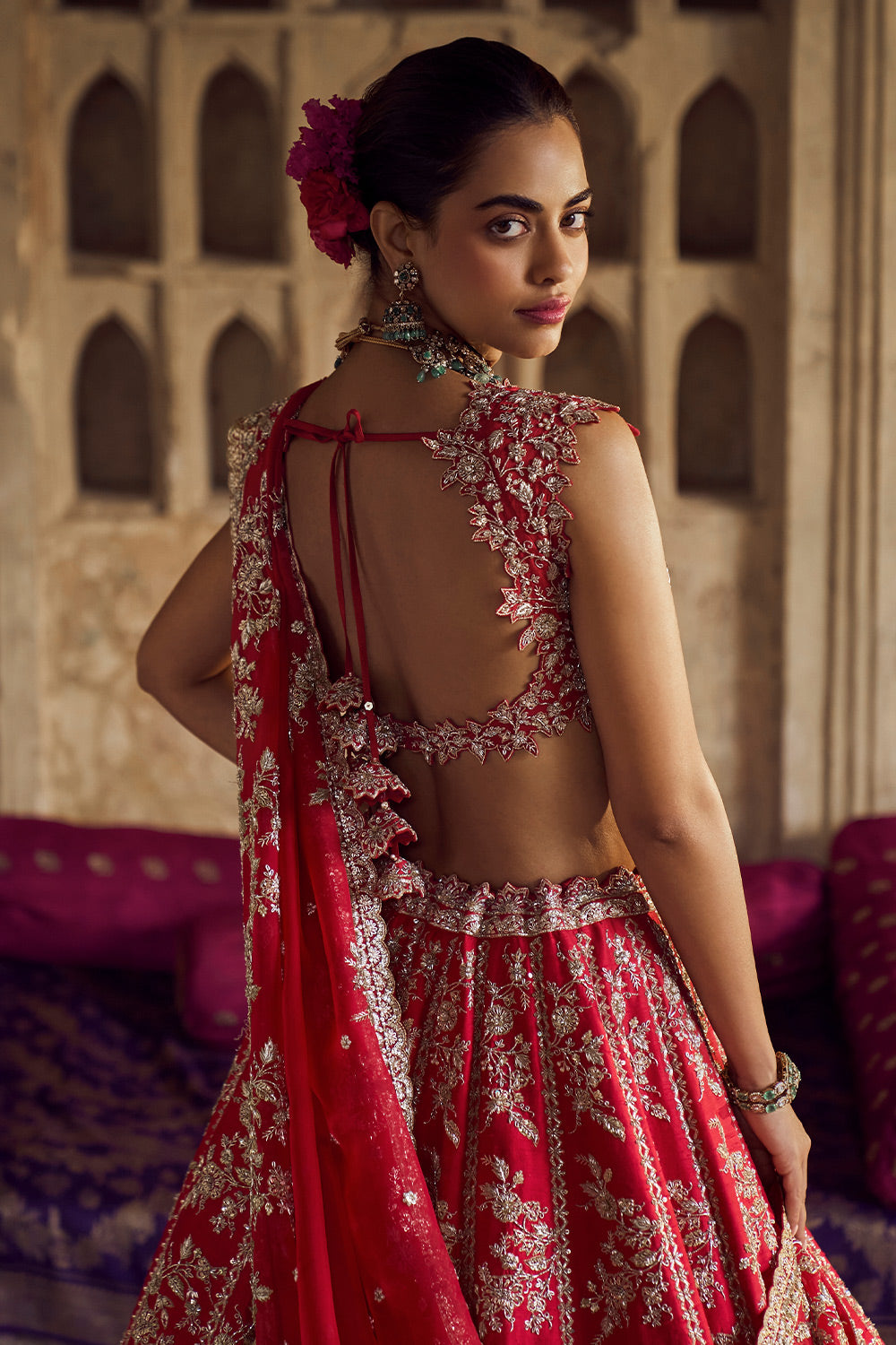 RED ROSHINI LEHENGA SET