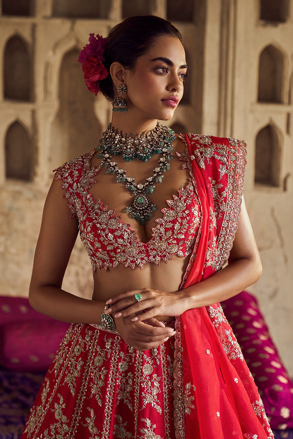 RED ROSHINI LEHENGA SET