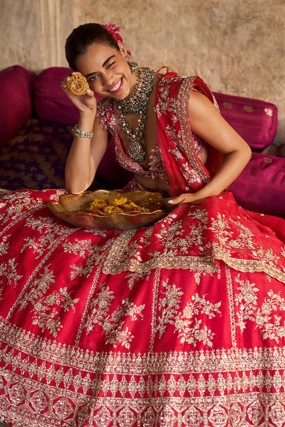 RED ROSHINI LEHENGA SET
