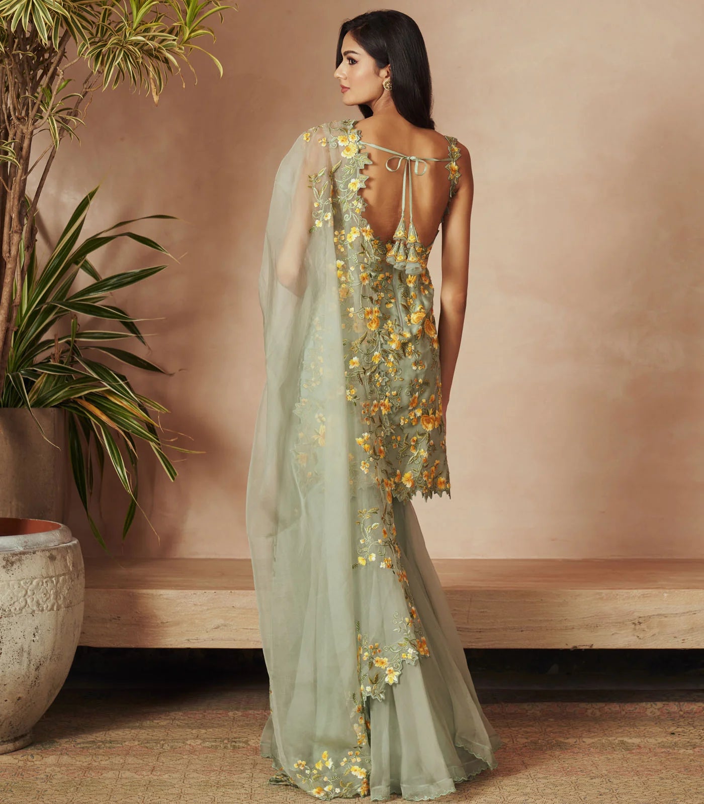 SEA BLUE EMBROIDERED SHARARA SET