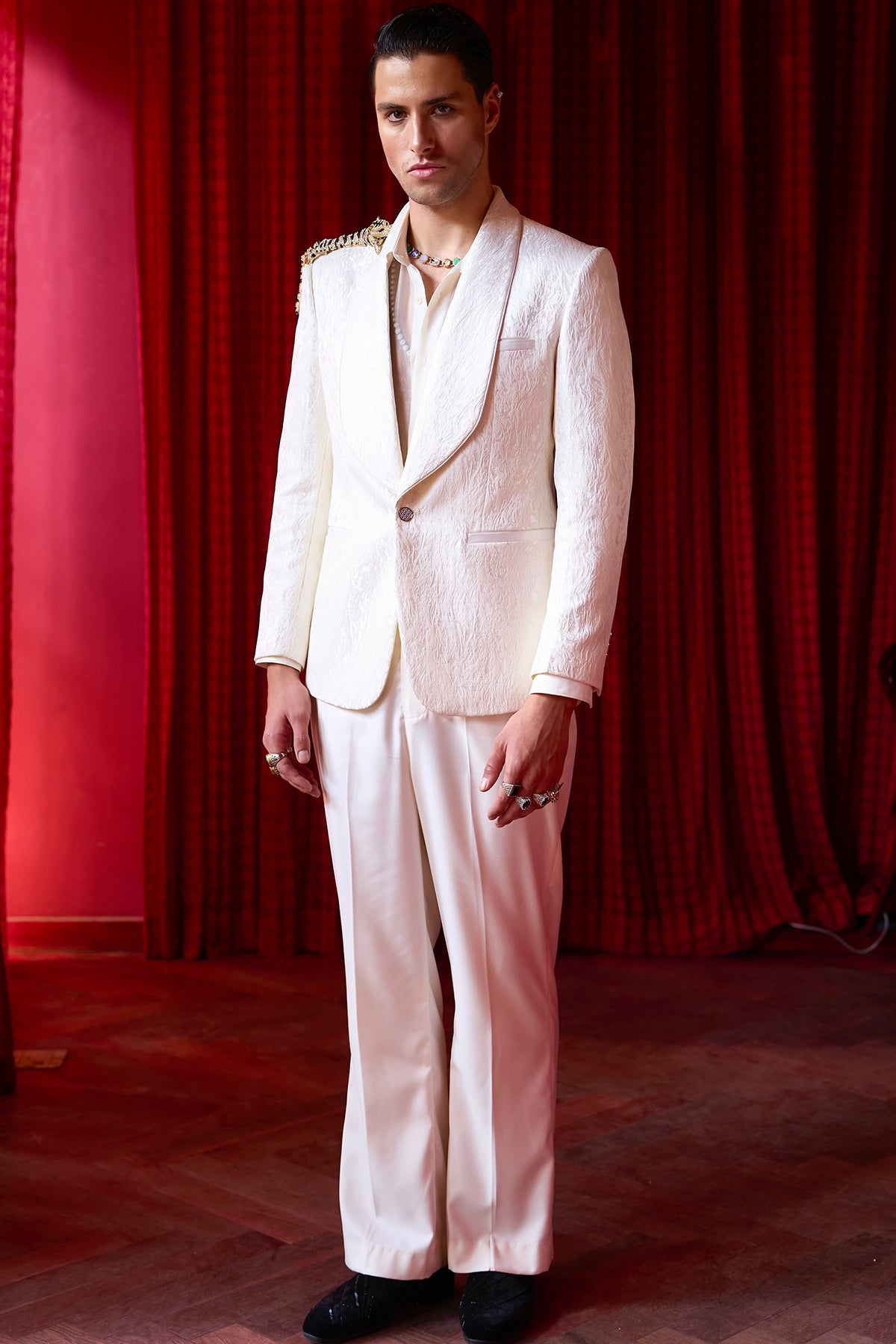 Gilded Whisper Embroidered Tuxedo Set