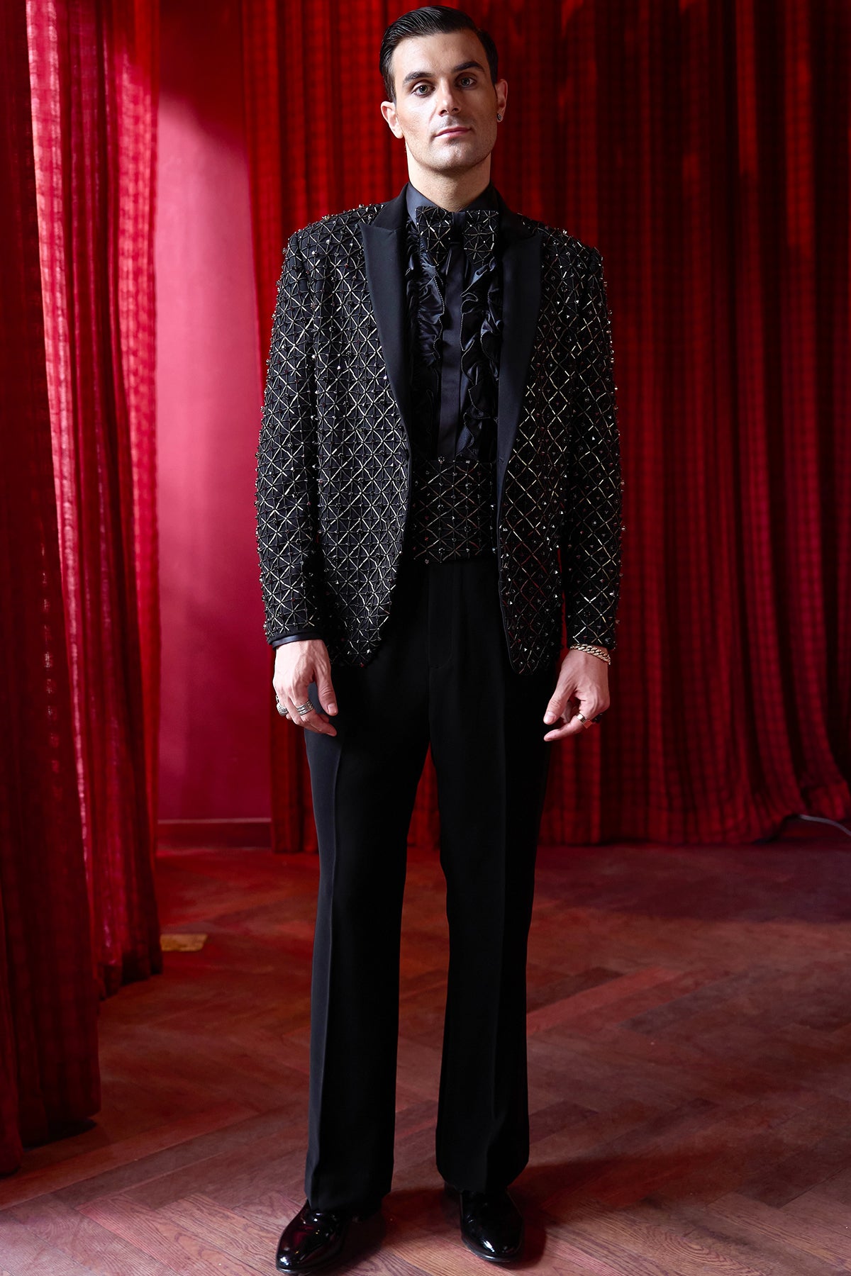 Midnight Nexus Embroidered Tuxedo Set