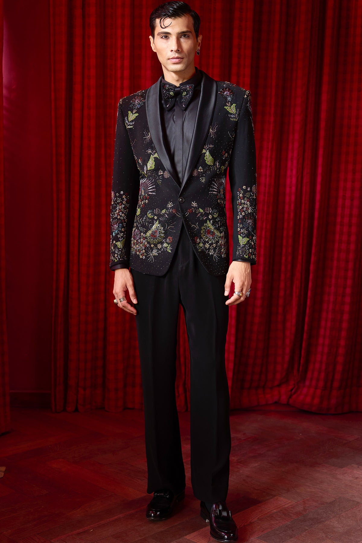 Garden of Midnight Embroidered Tuxedo Set