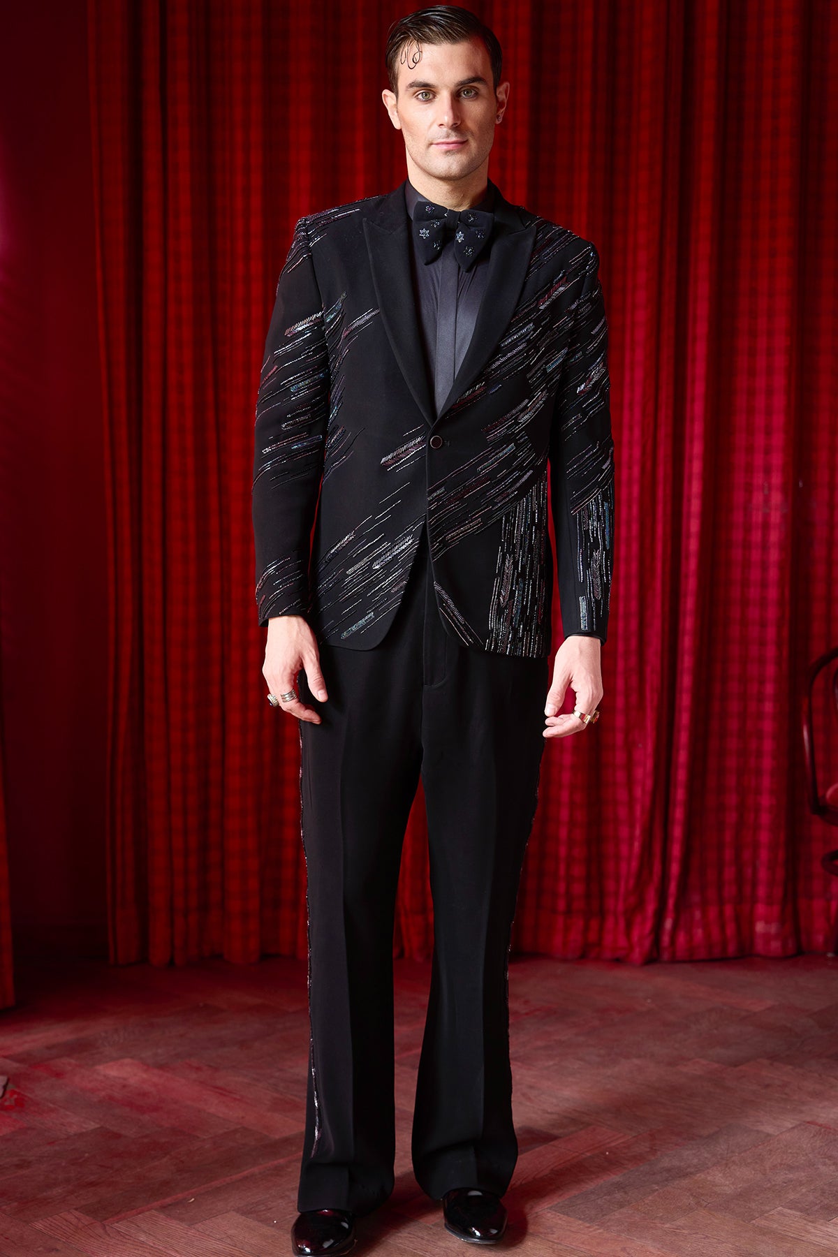 Aurora Noir Embroidered Tuxedo Set