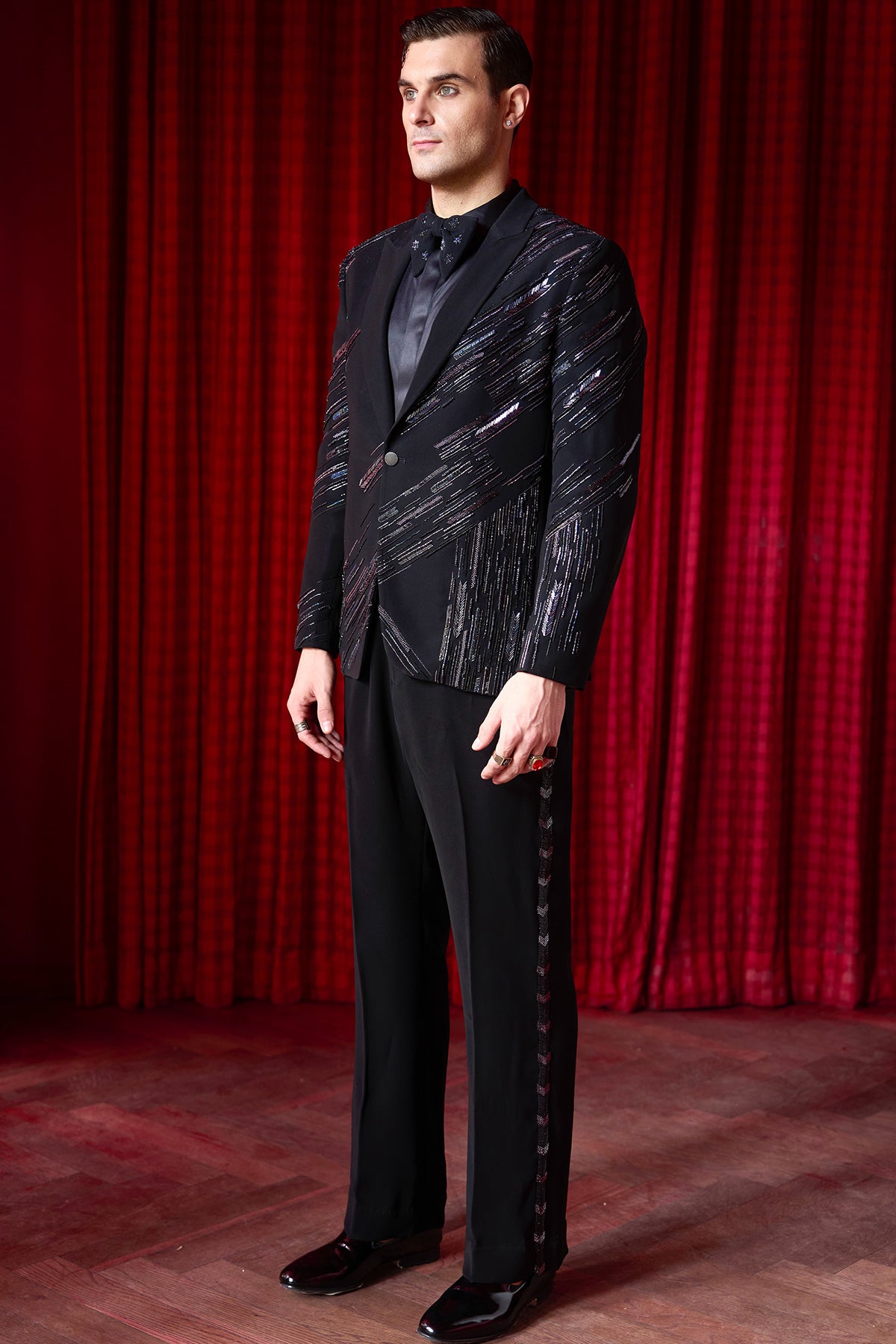 Aurora Noir Embroidered Tuxedo Set