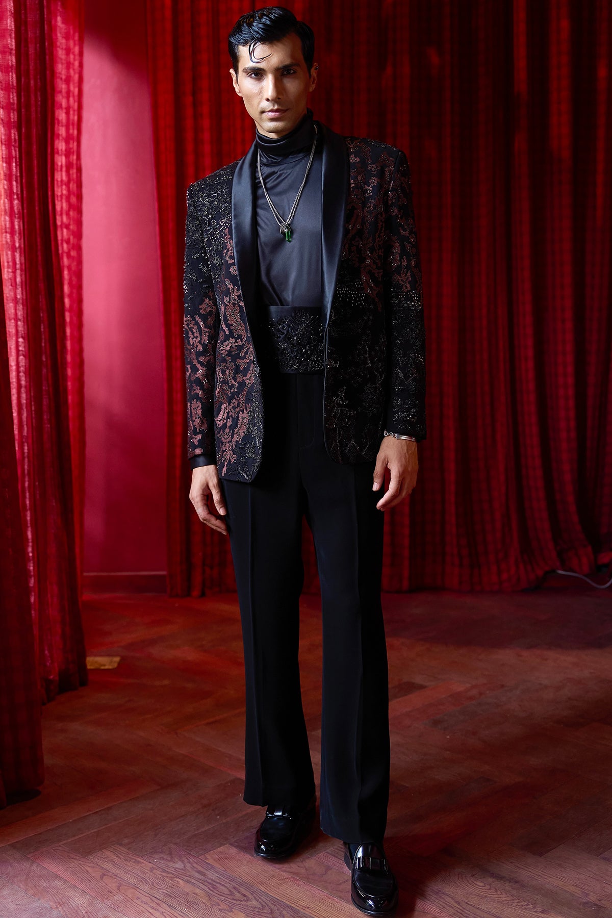 Twilight Inferno Embroidered Tuxedo Set