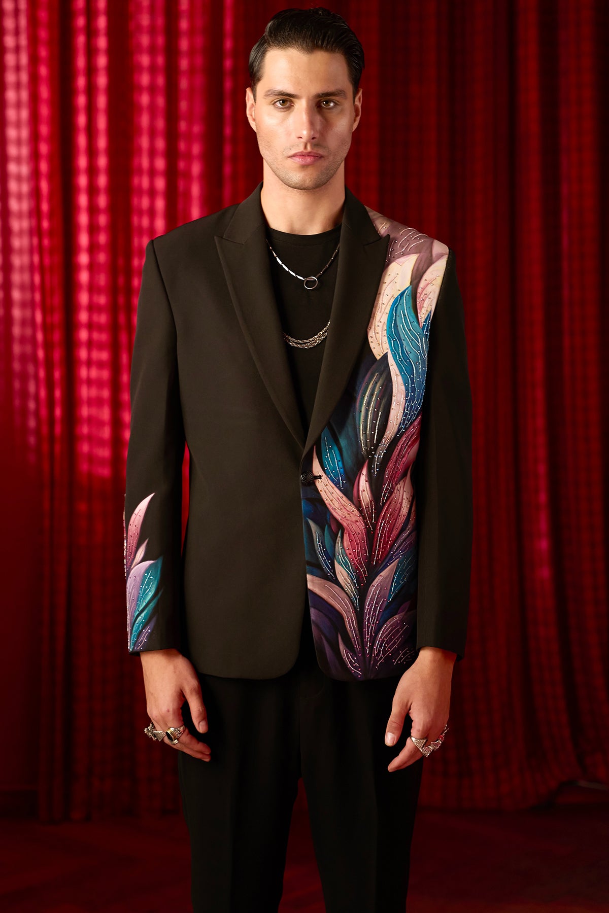 Starlight Plumage Embroidered Tuxedo Set