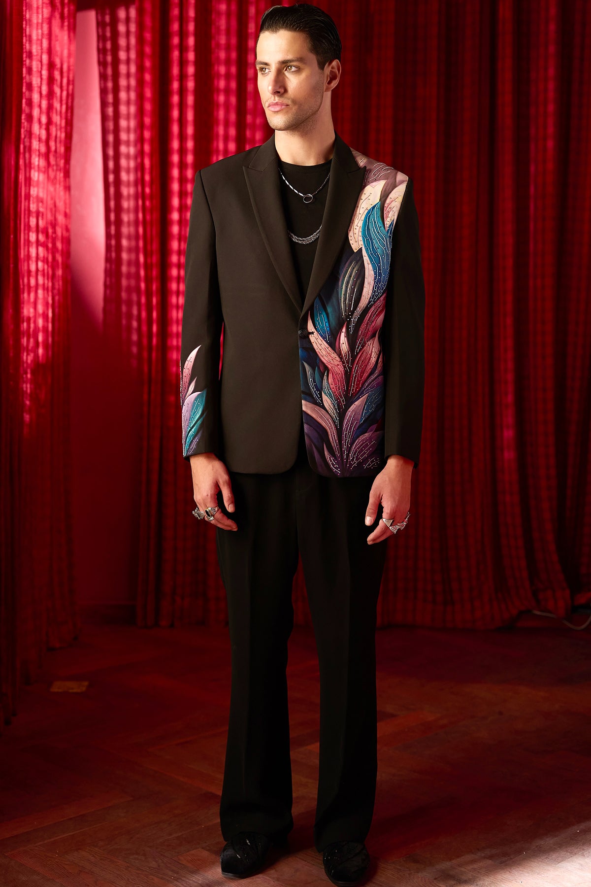 Starlight Plumage Embroidered Tuxedo Set