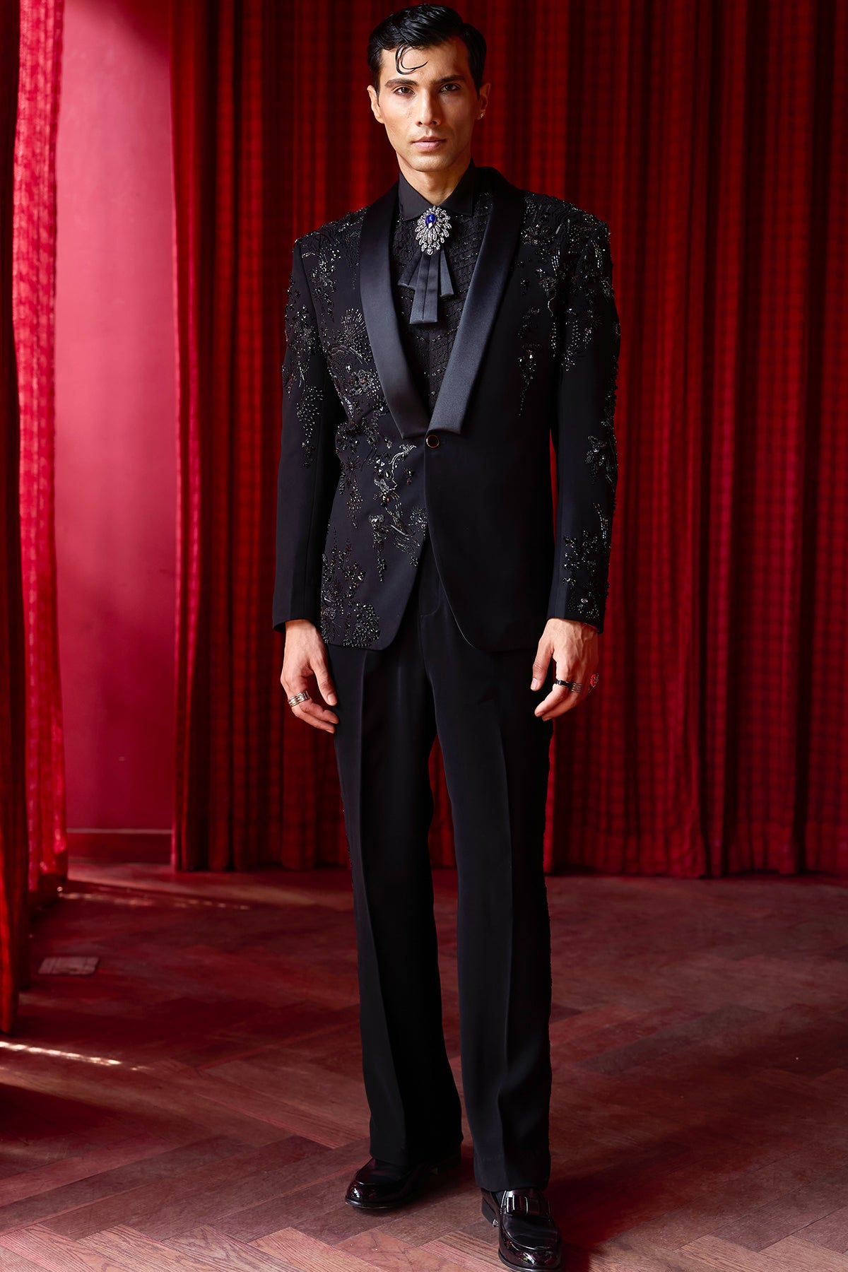 Celestial Edge Embroidered Tuxedo Set
