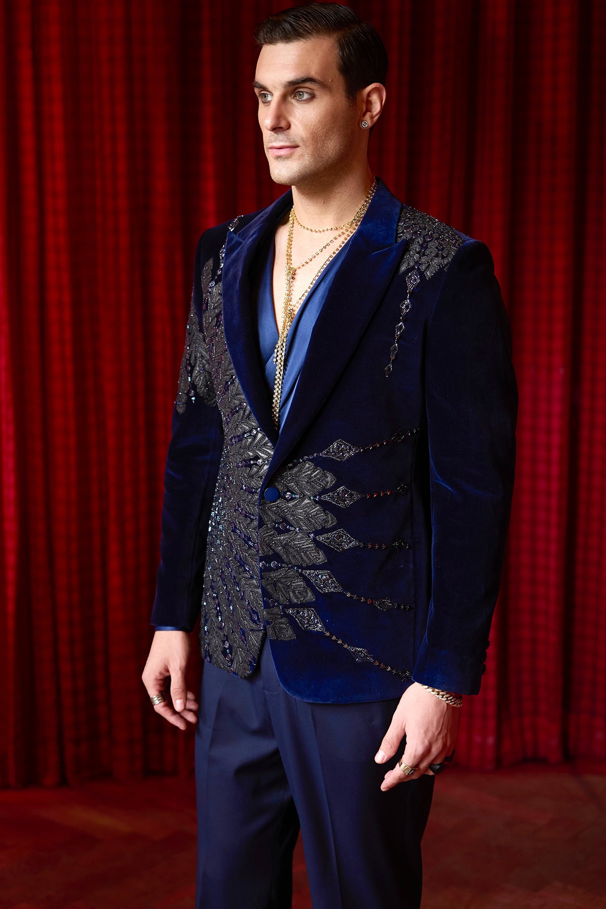 Astraeus Blue Embroidered Tuxedo Set