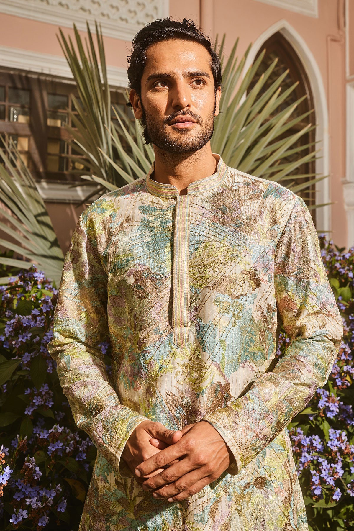 Ivory Sequin Abstract Chanderi Silk Embroidered Kurta