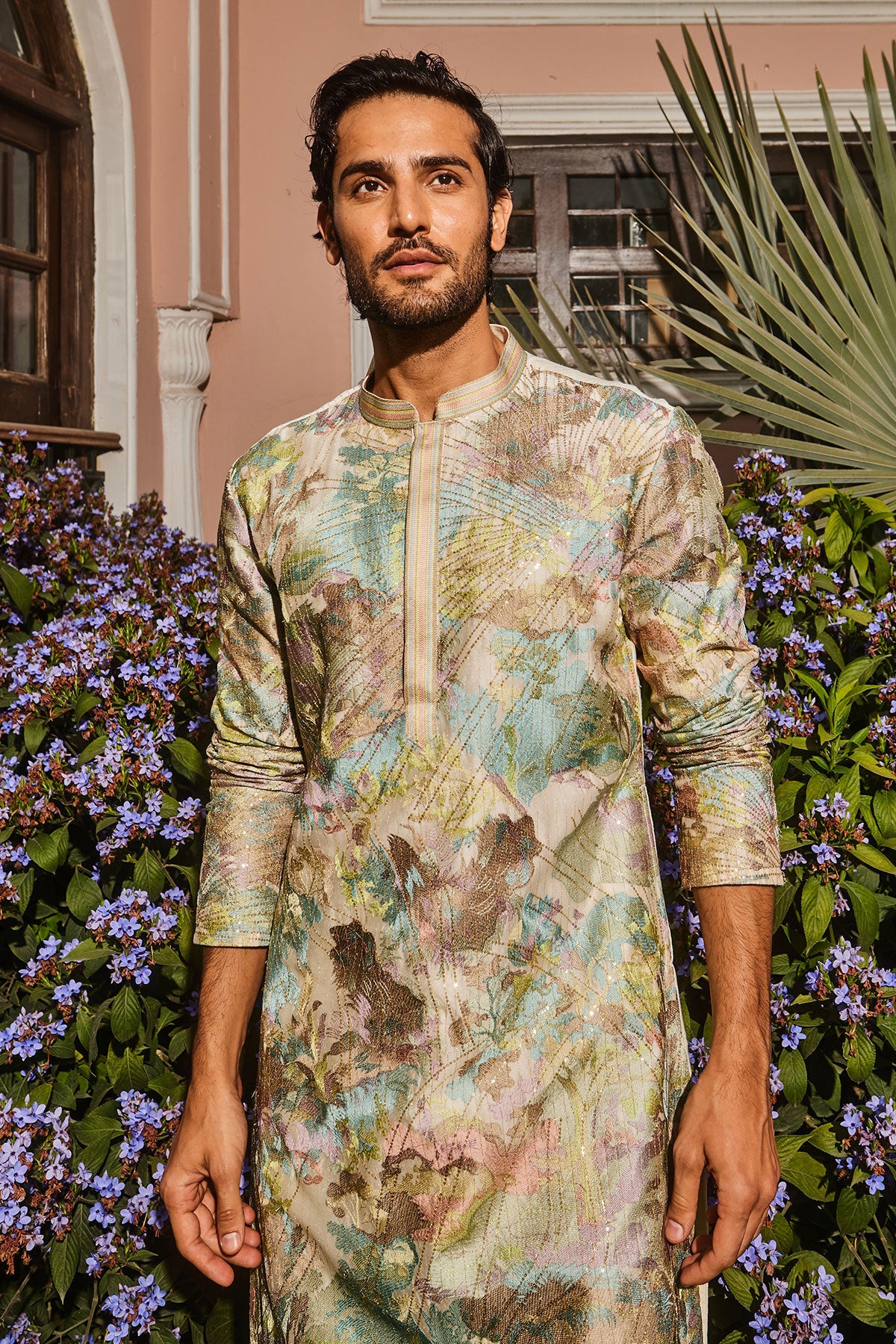 Ivory Sequin Abstract Chanderi Silk Embroidered Kurta